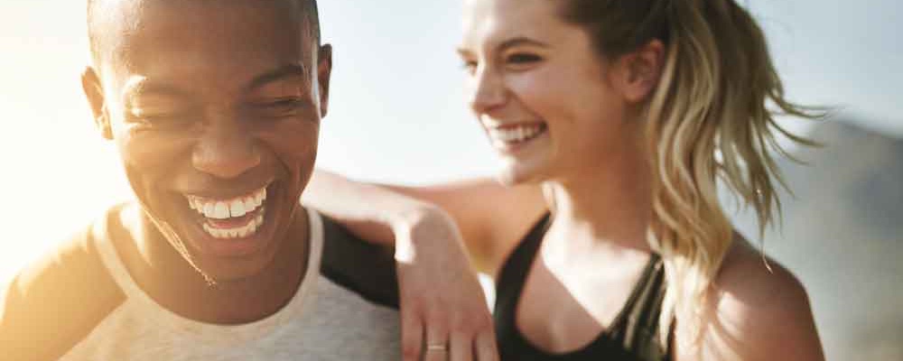 Man and woman smiling