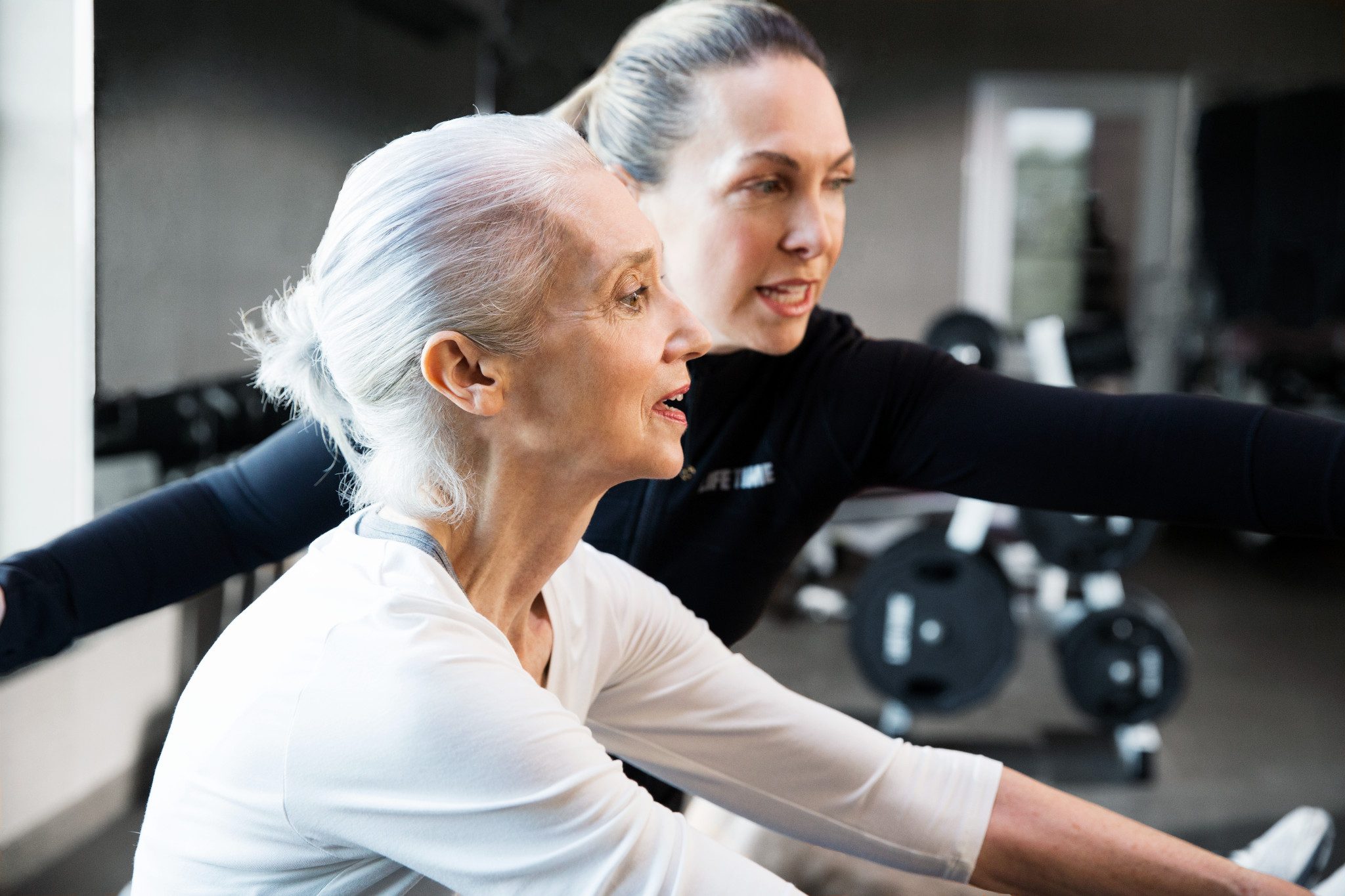 Trainer giving instructions during a personal training session