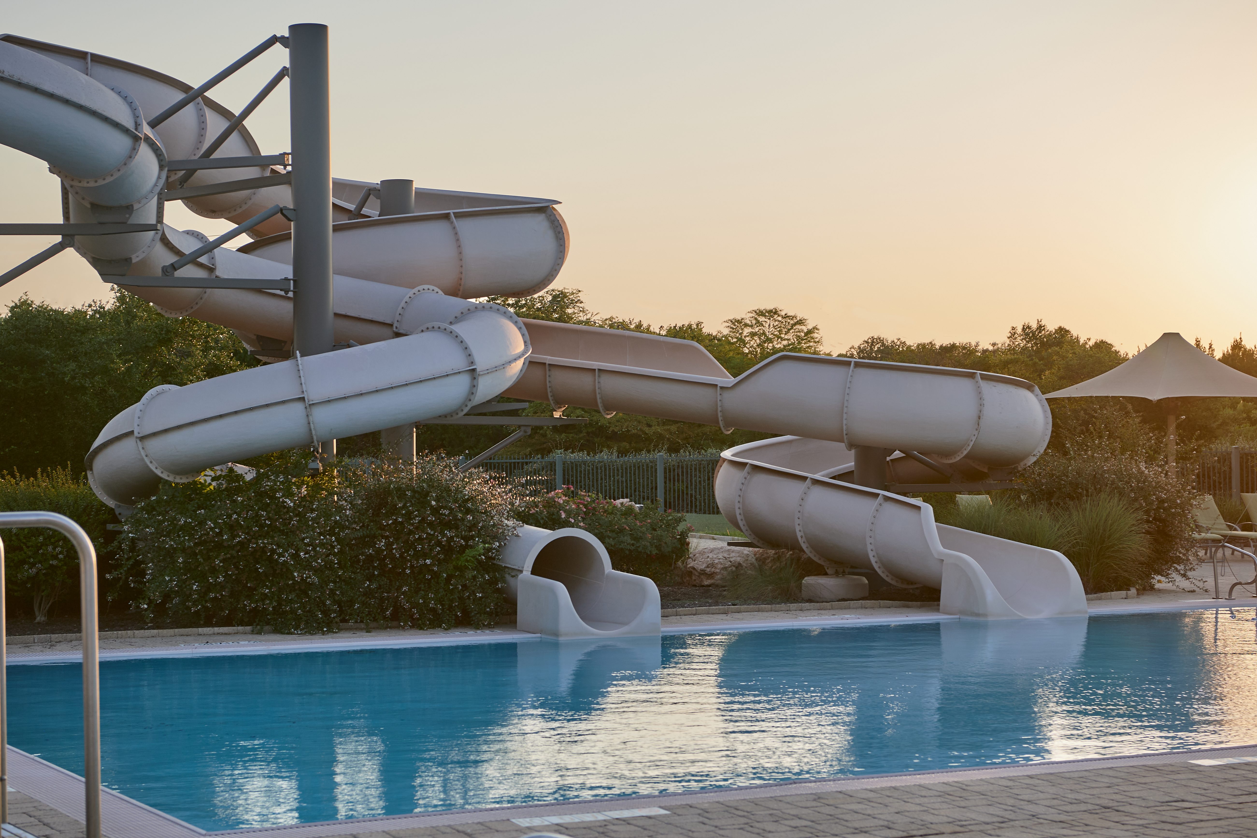 Outdoor pool area at the Life Time South Austin club location