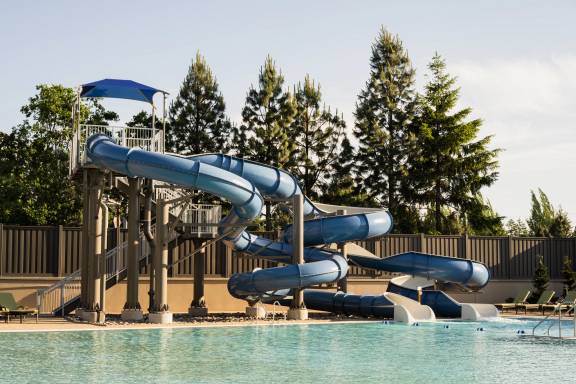 Outdoor waterslide at Life Time