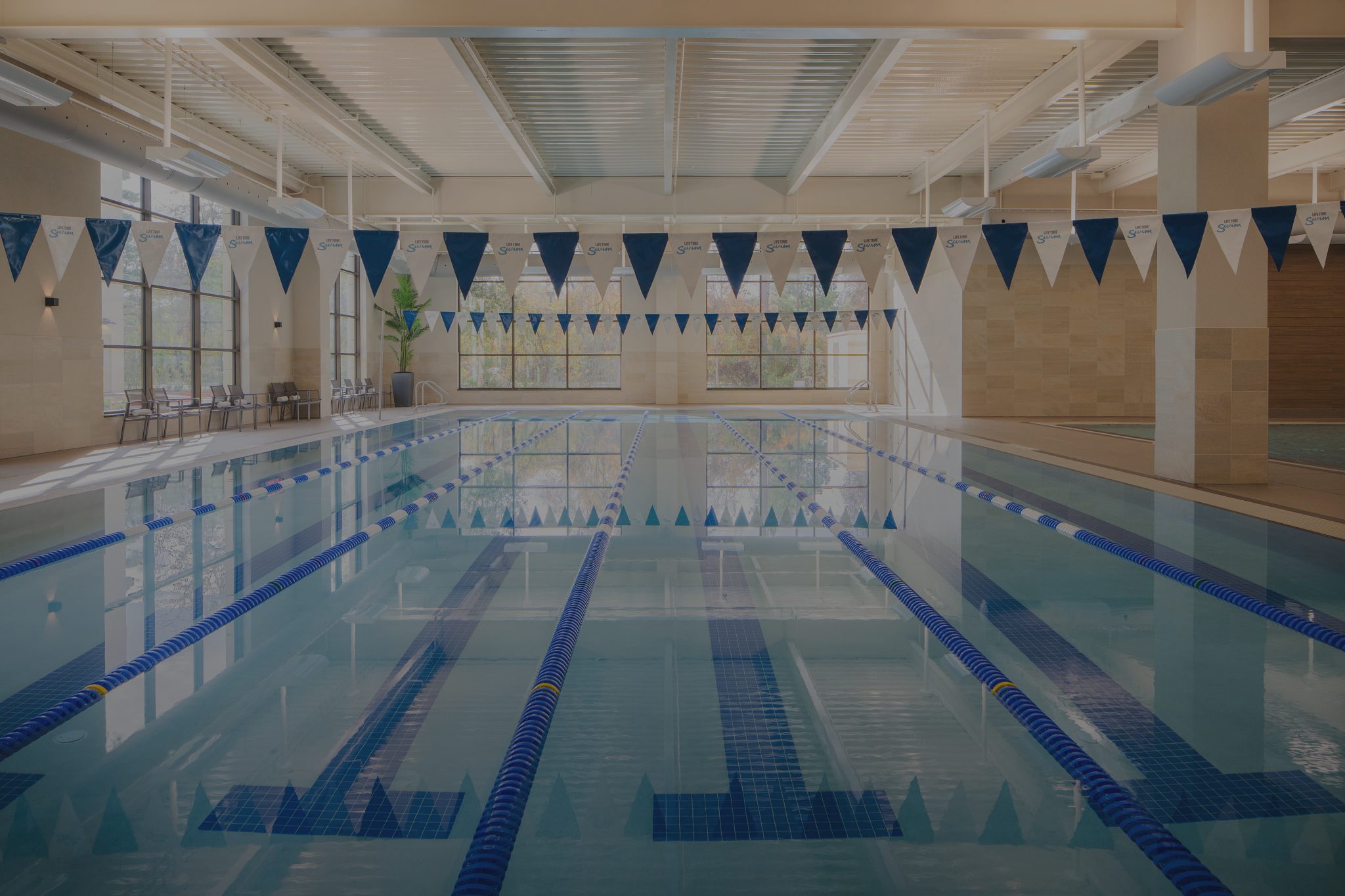 An 6 lane indoor pool at life time
