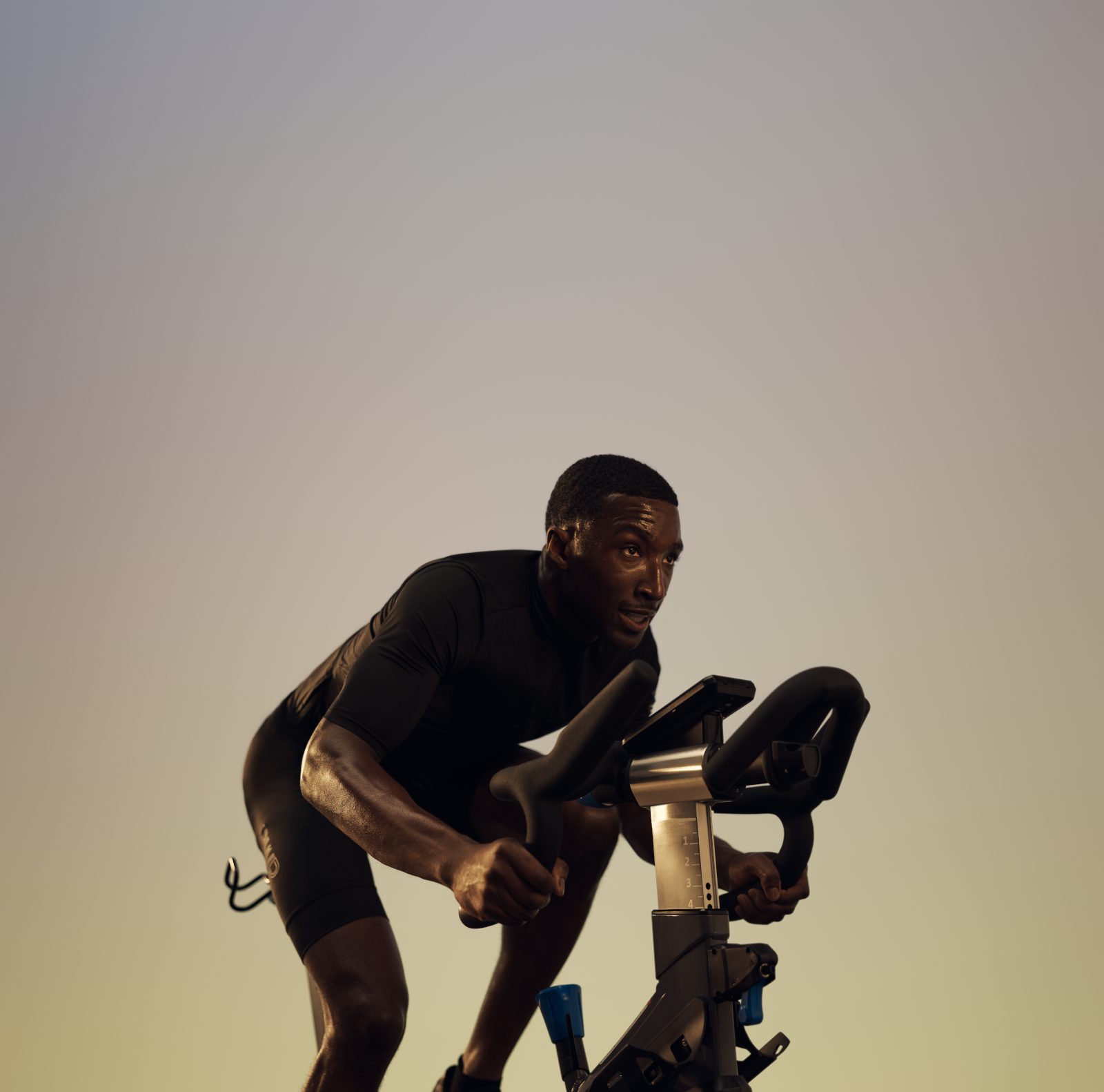 Cycling Life Time member riding in the PWR cycle spin class