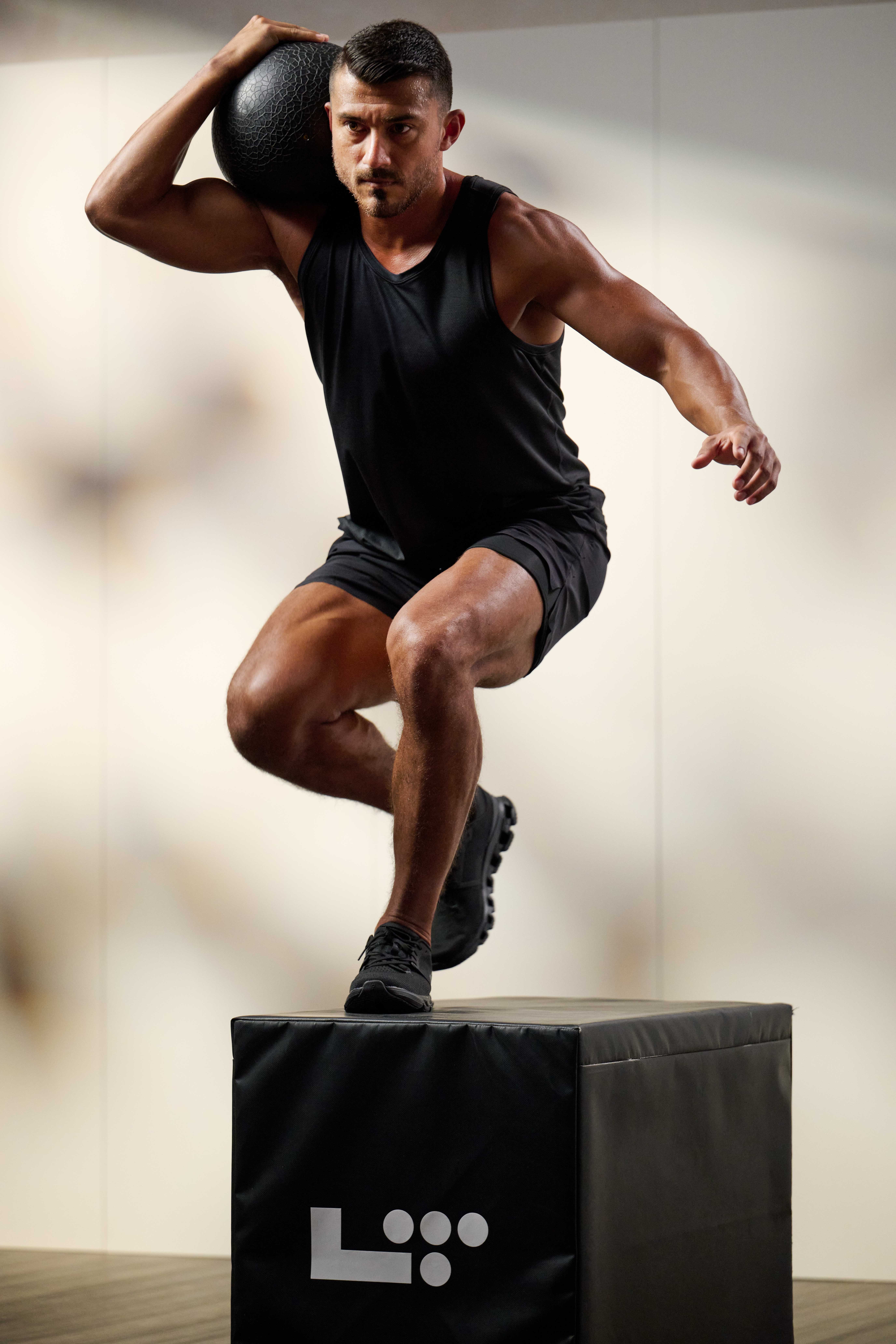 man doing a box stepover