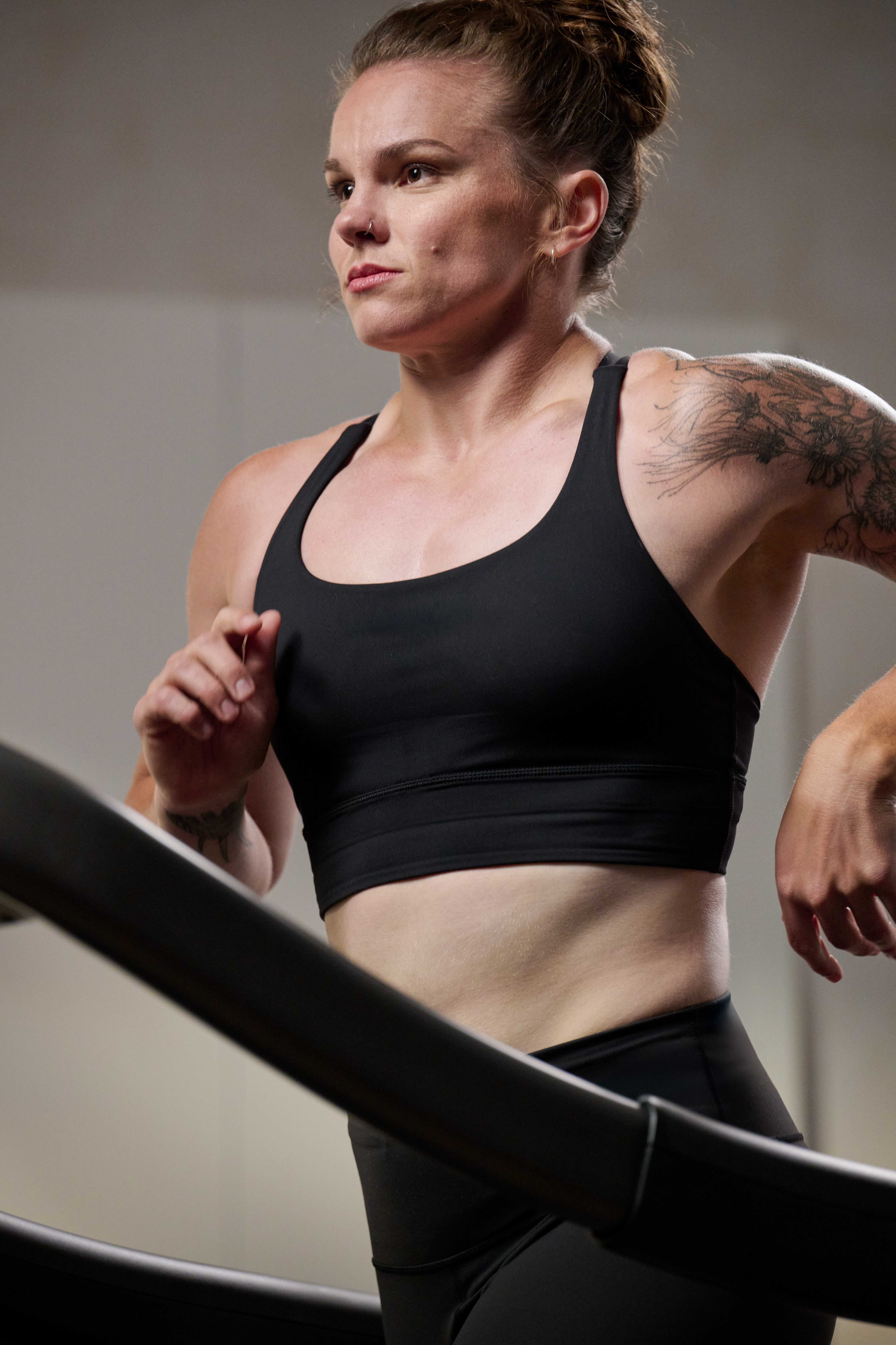 woman running on a treadmill
