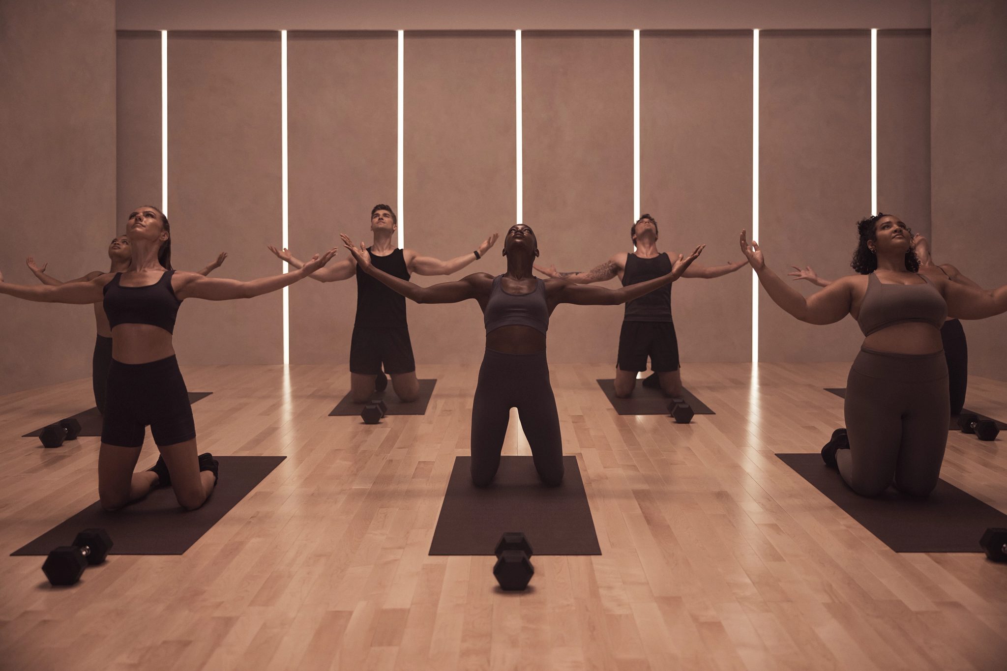 Life Time members in motion at a MB360 boutique group training class