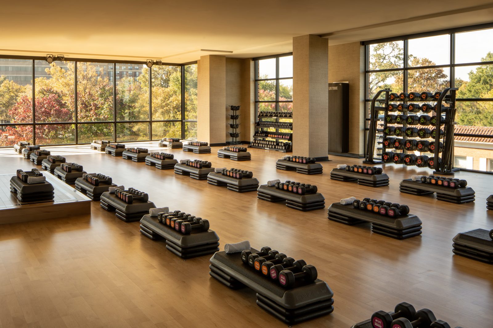 Group Fitness studio at our Life Time Clarendon club location