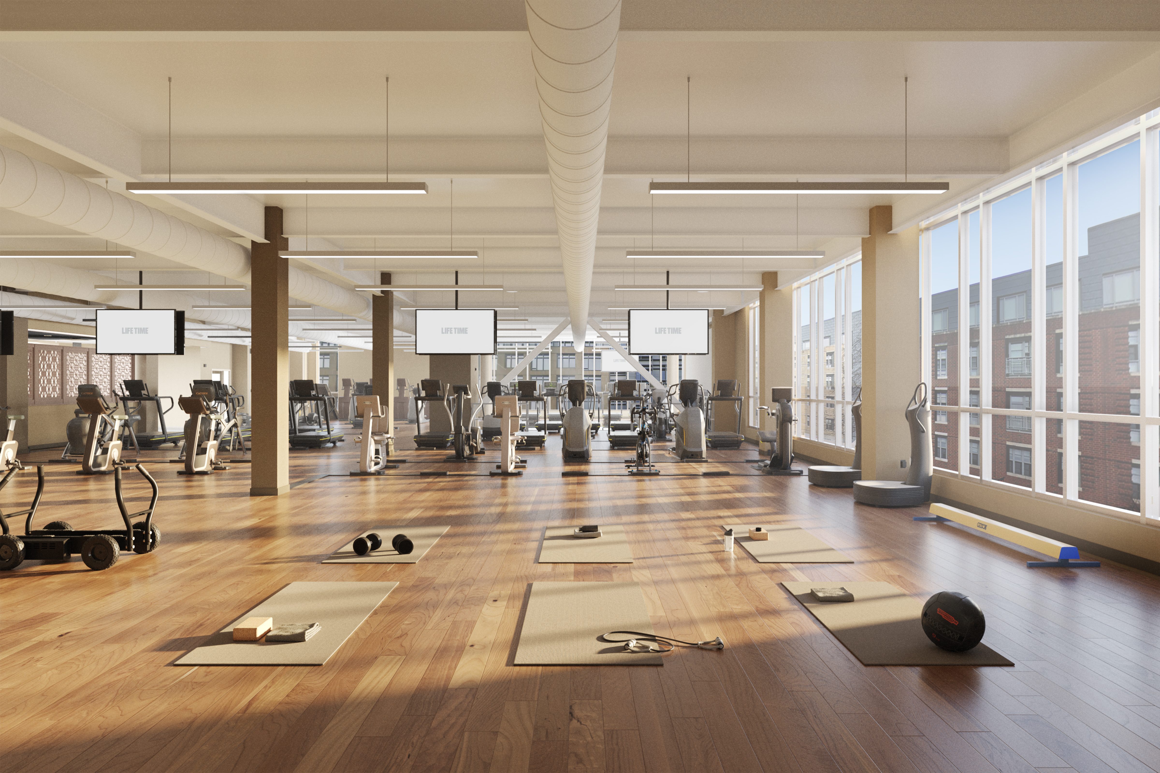 Fitness floor at the Life Time Wellington Station club