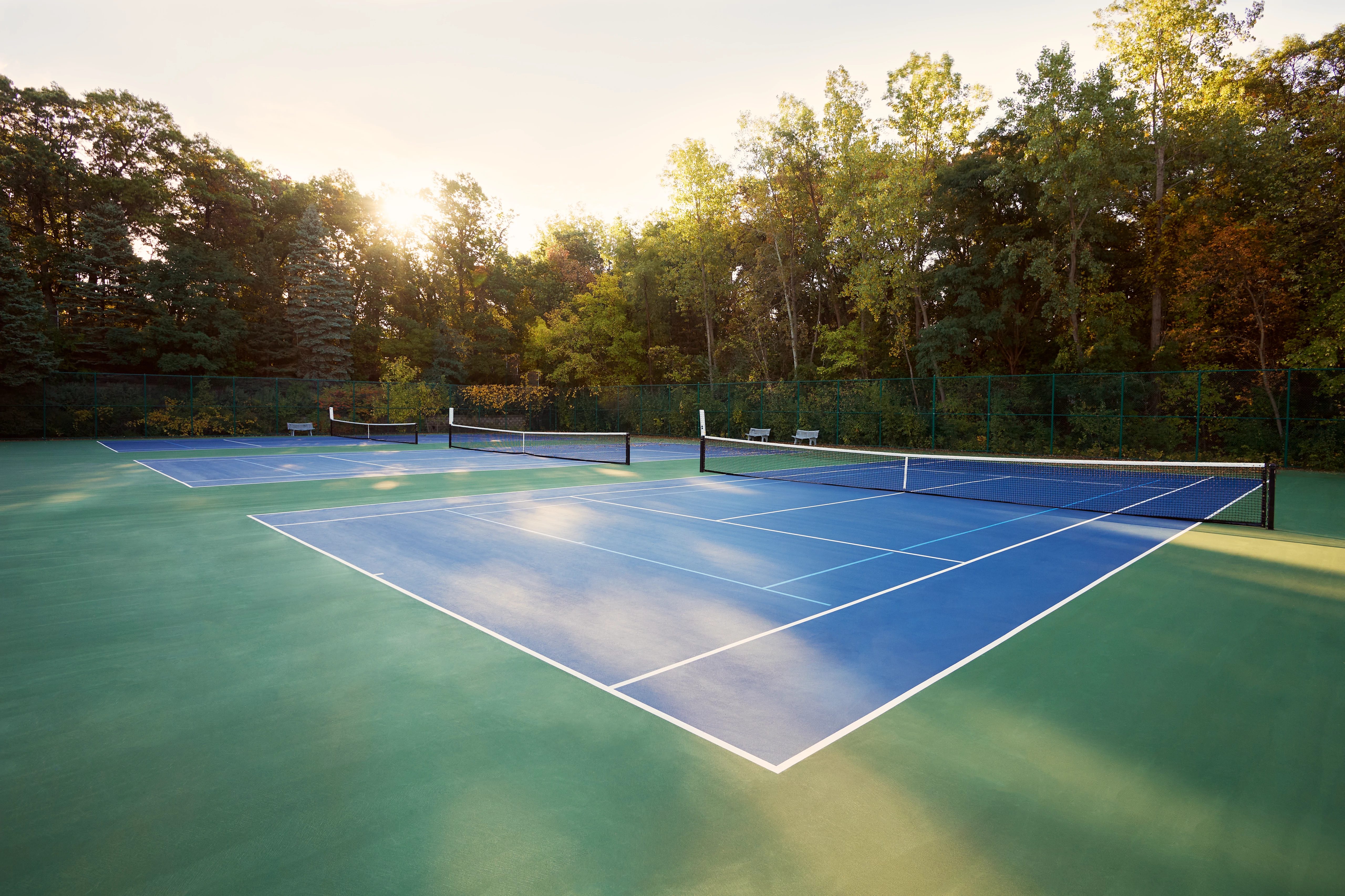 Outdoor tennis courts at the Fridley Life Time club location