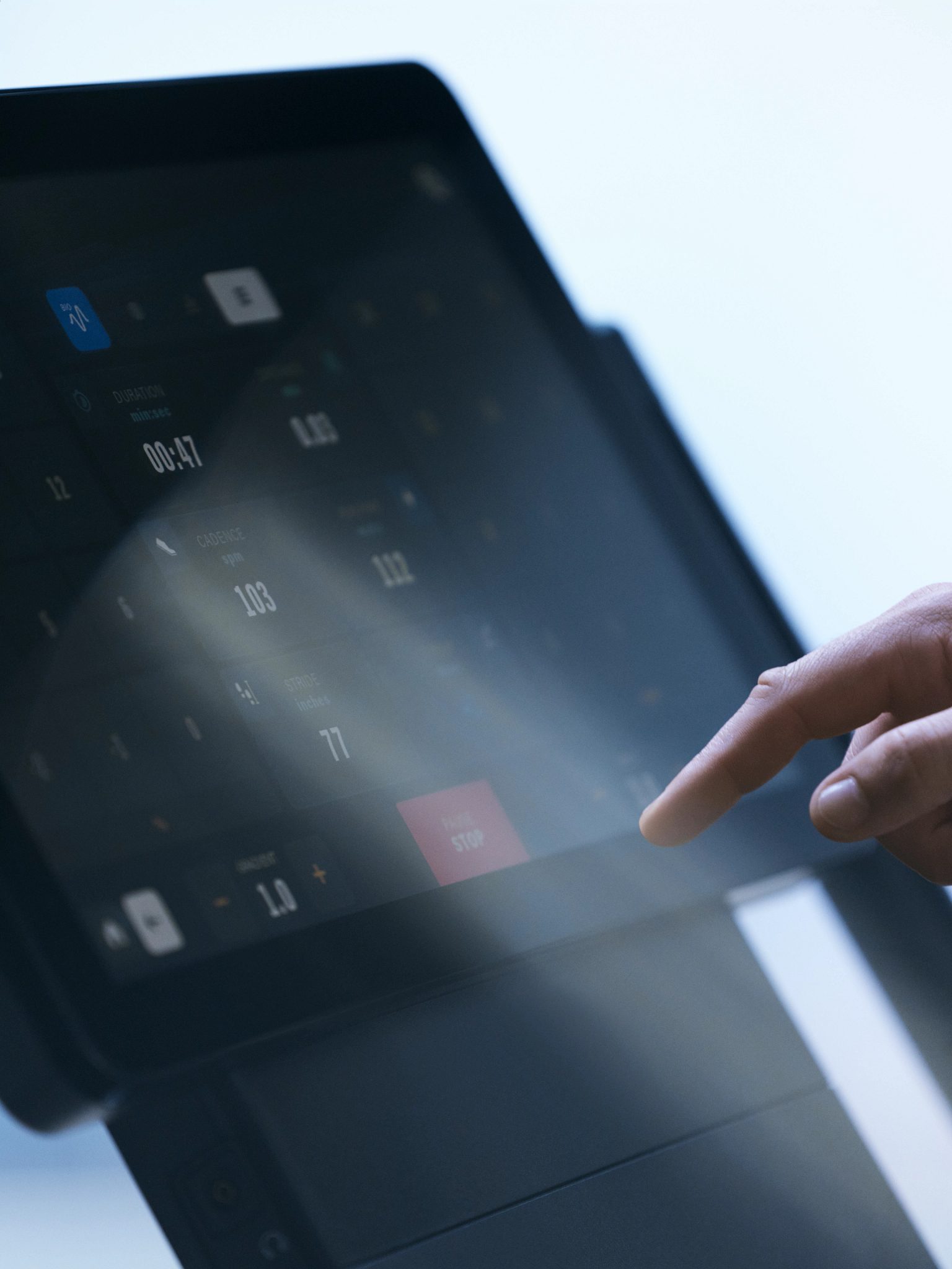 Treadmill screen from an UltraFit boutique group training class at Life Time