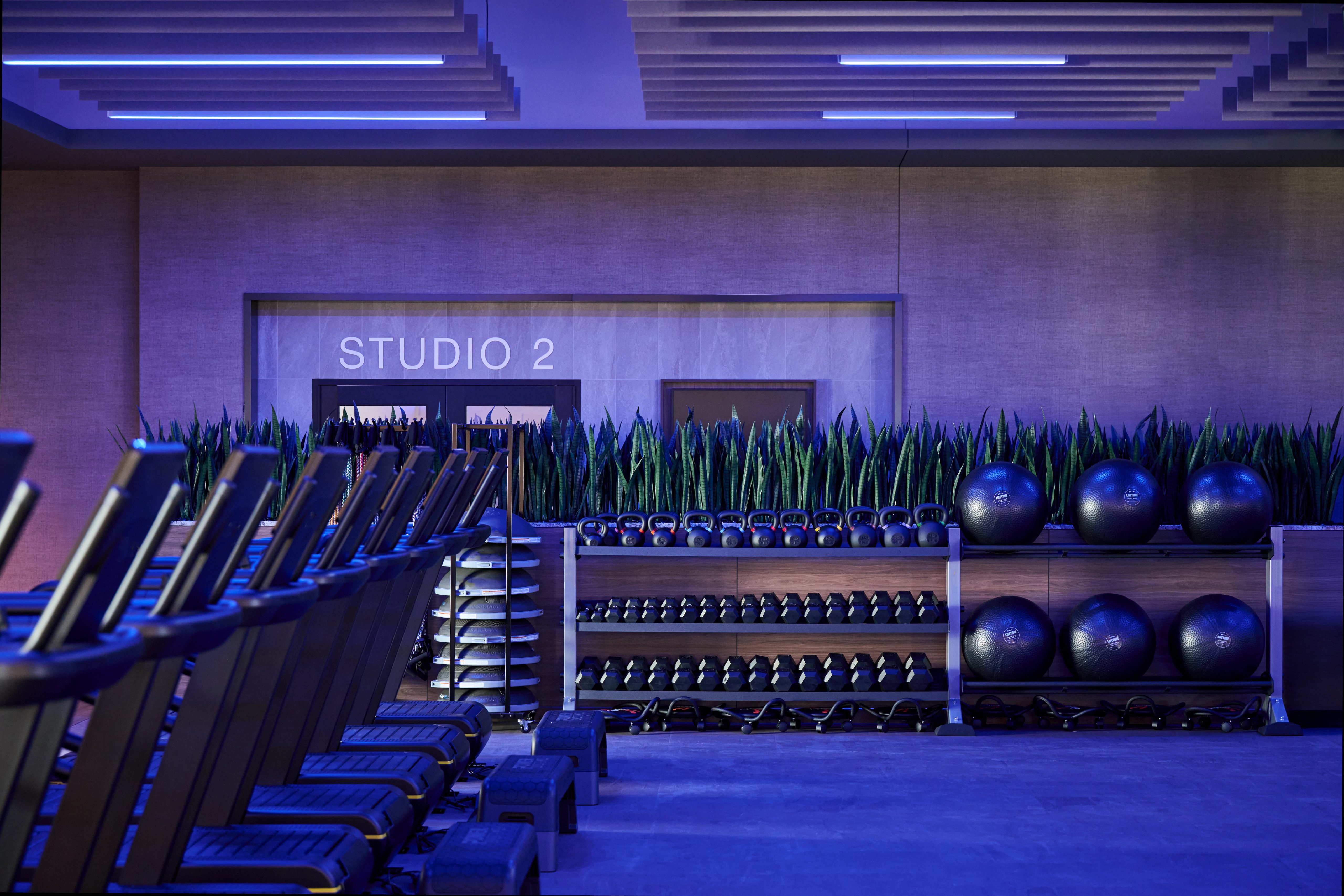 Group fitness studio room