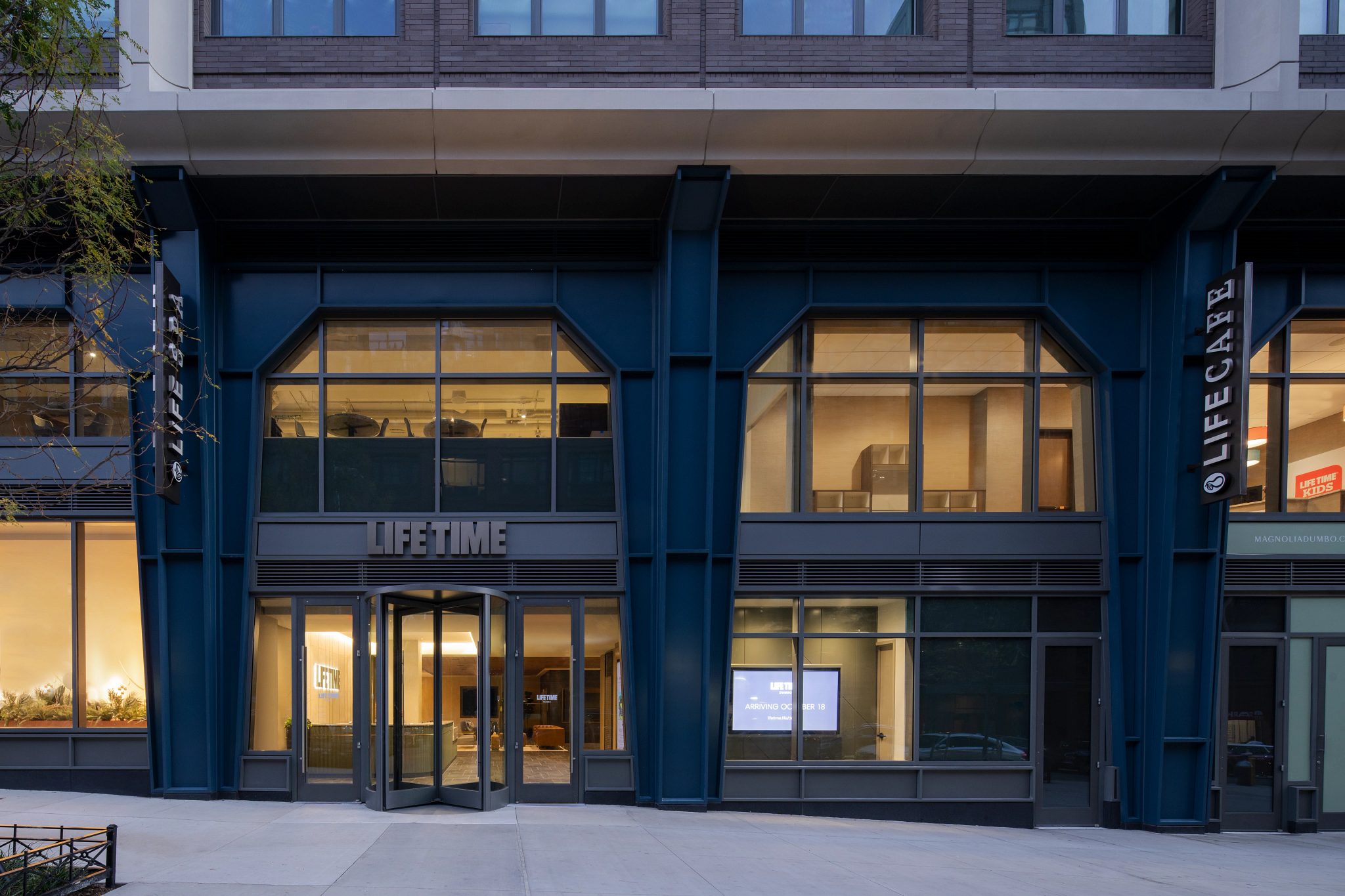 Exterior entrance of the Life Time Dumbo club location