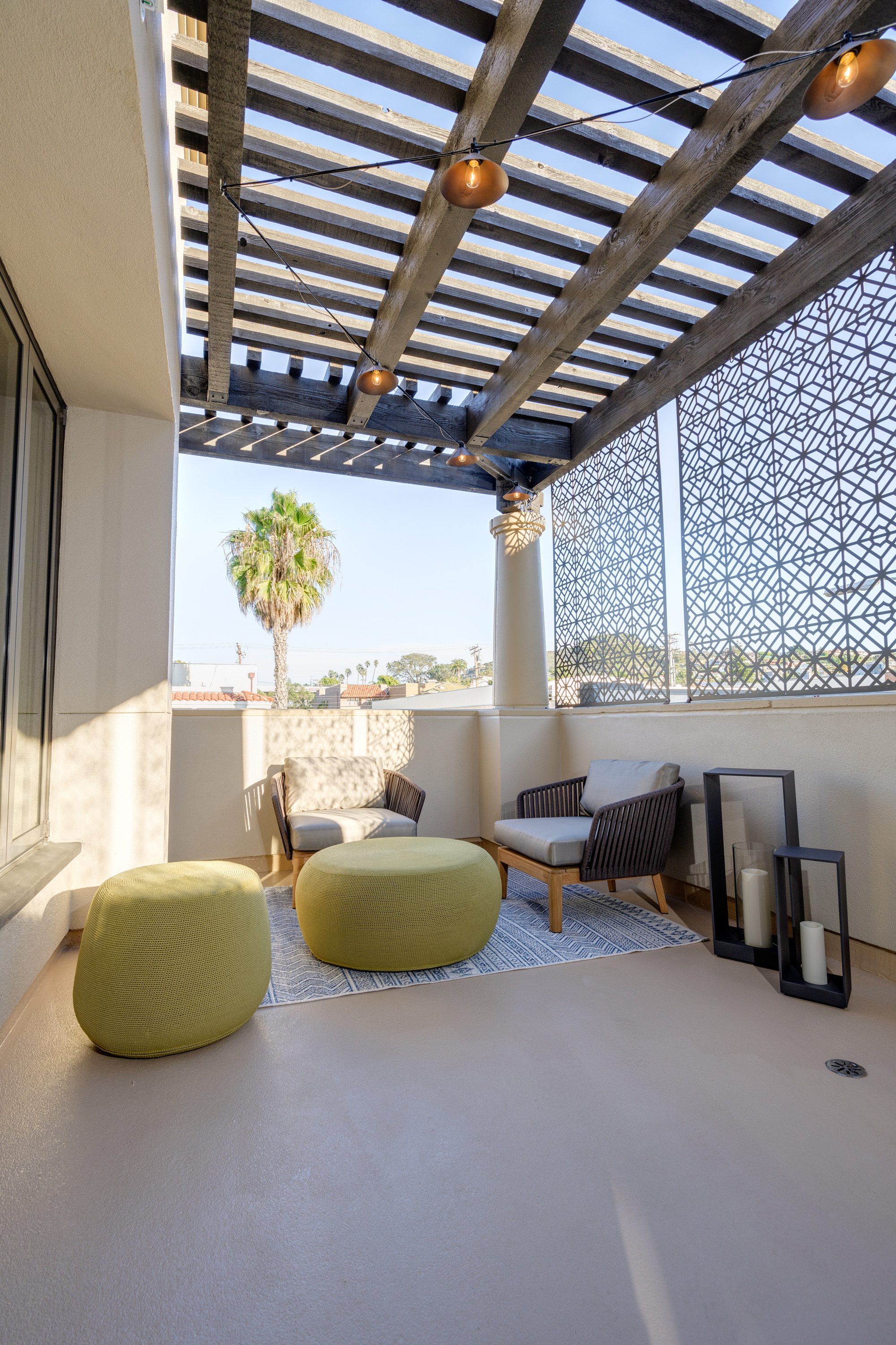 A covered outdoor seating area