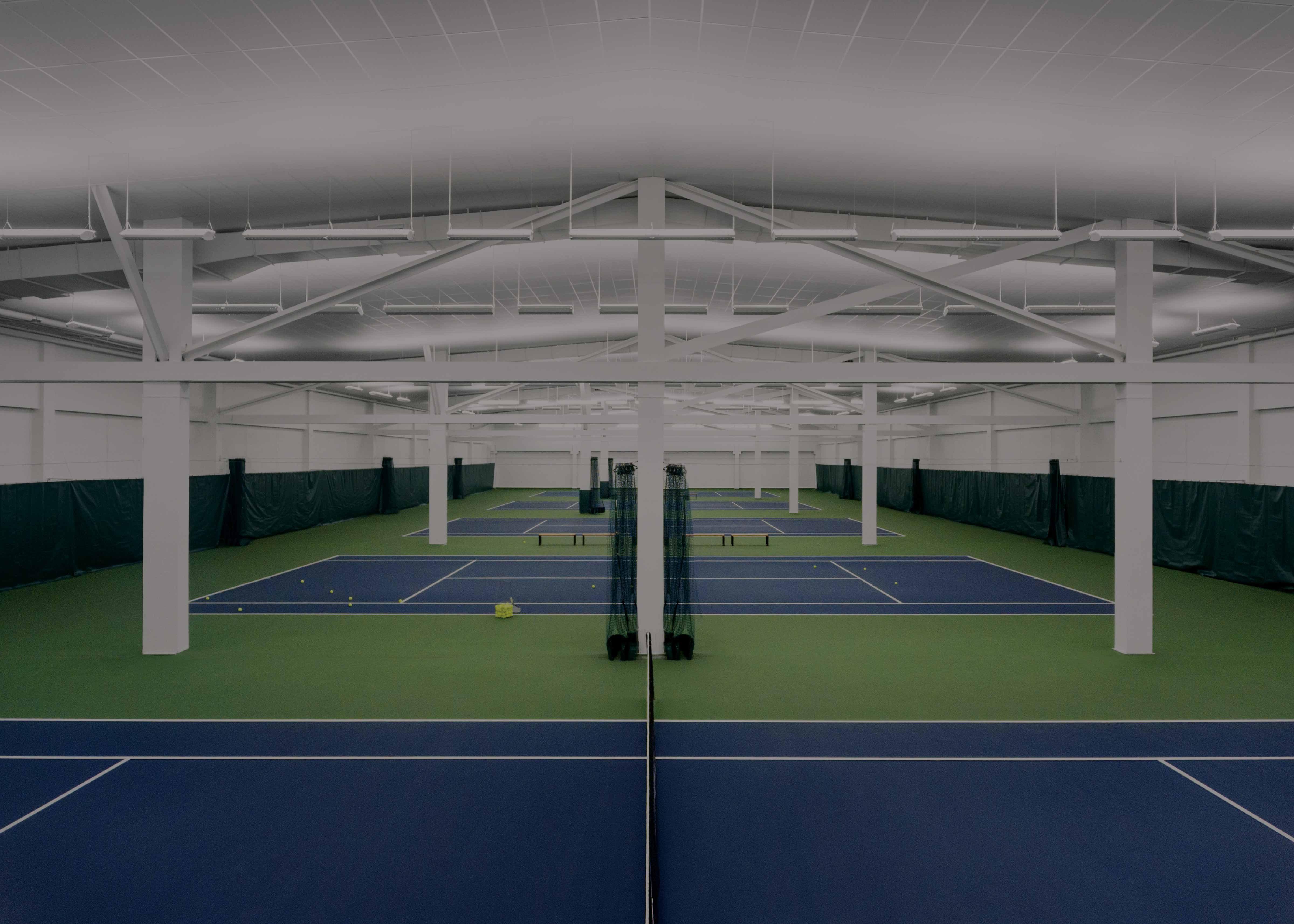 Indoor tennis courts at Life Time