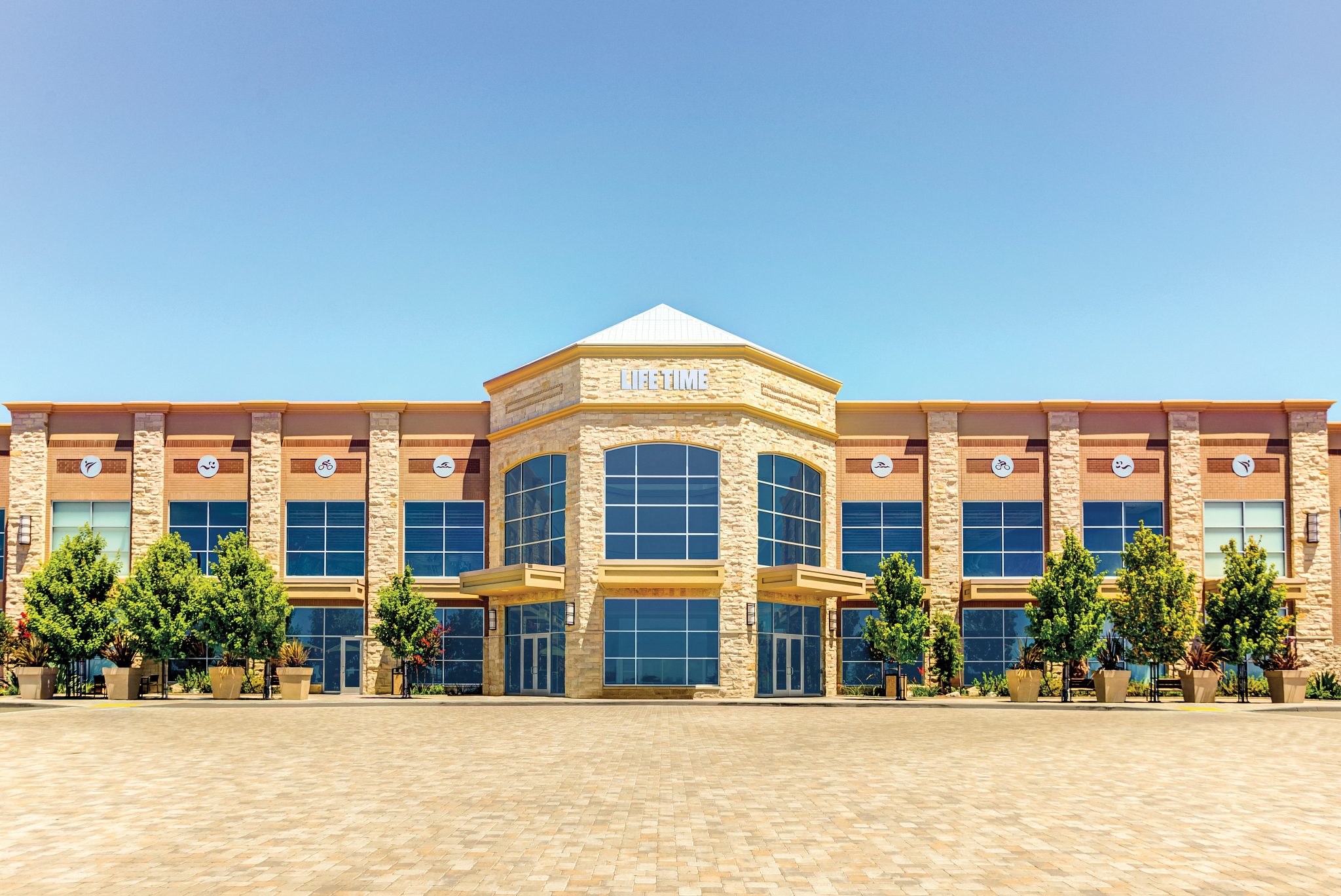 The bright exterior of a Life Time athletic club