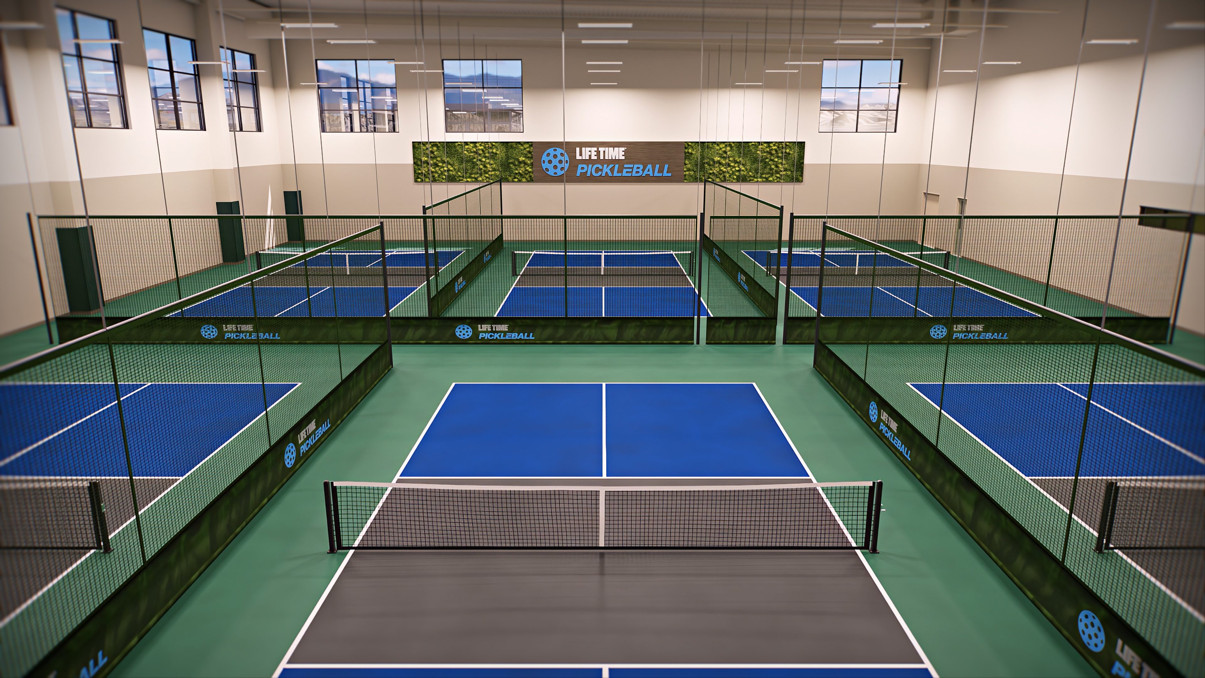 indoor pickleball courts at Life Time