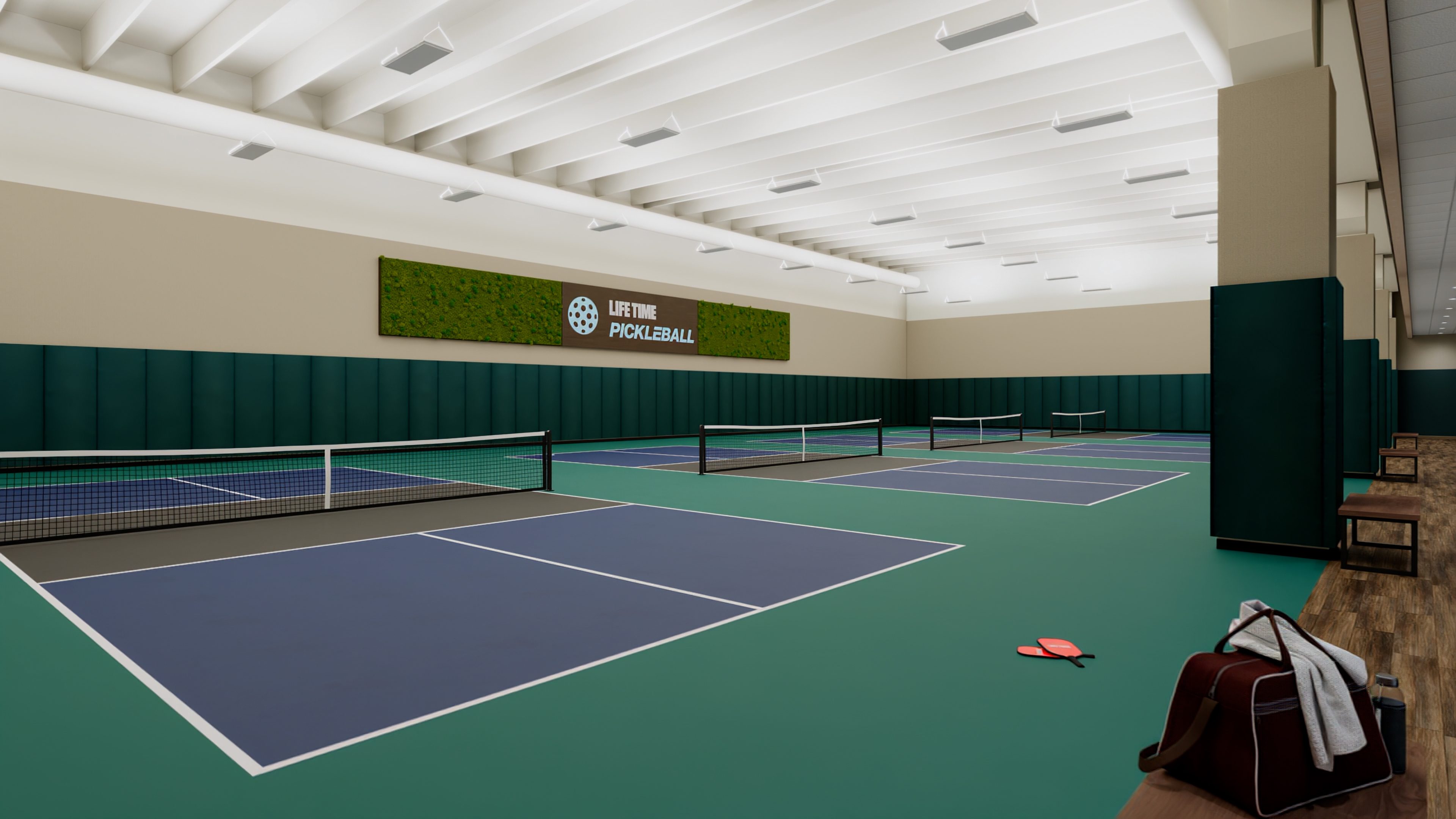 indoor pickleball courts at Life Time