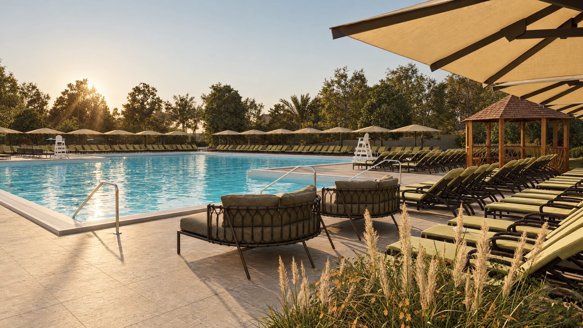 out door pools and cabanas