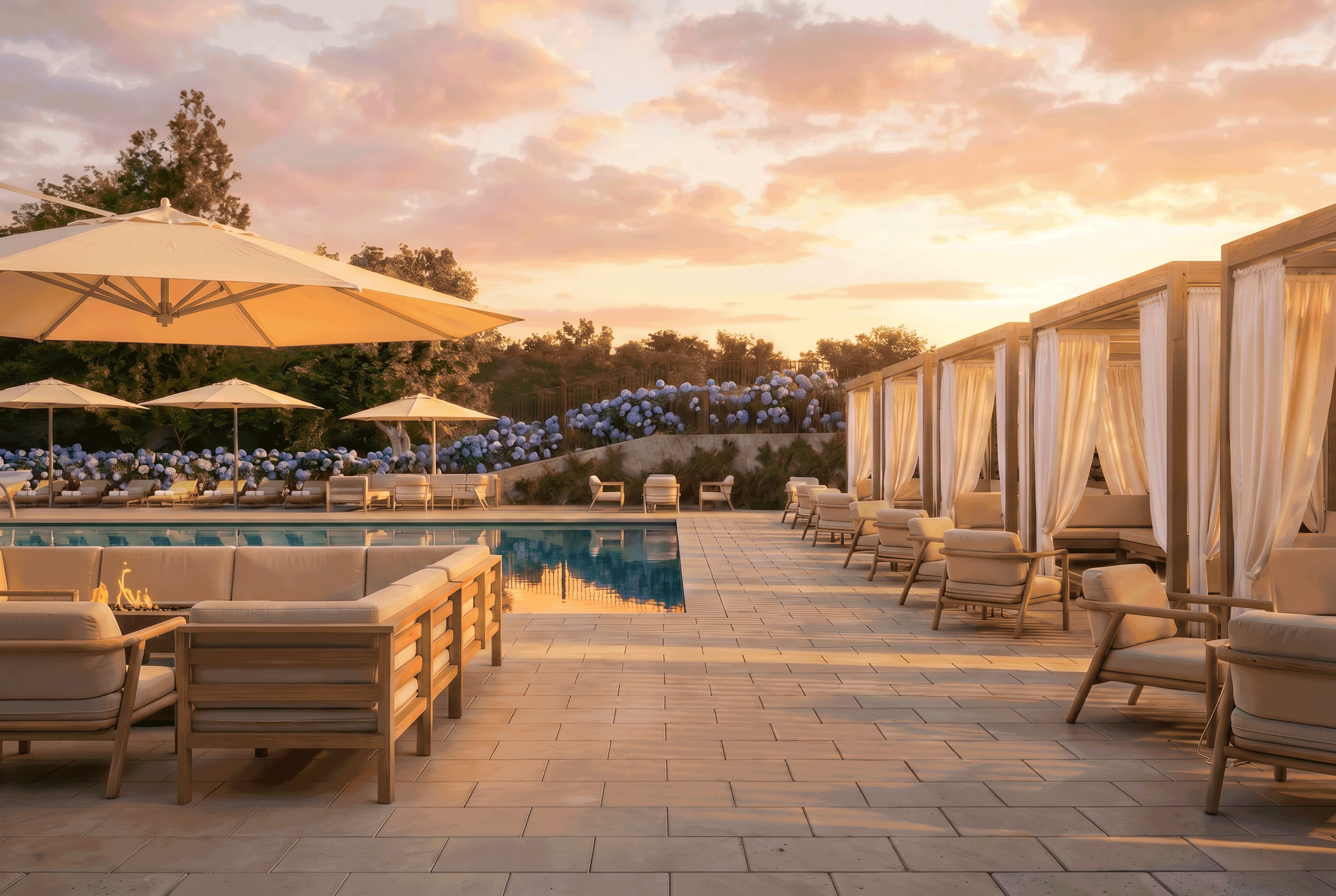 outdoor pool with lounge chairs