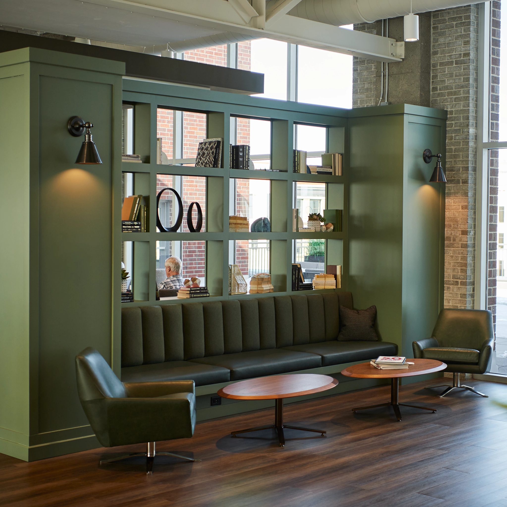 A small seating area inside a Life Time Work location