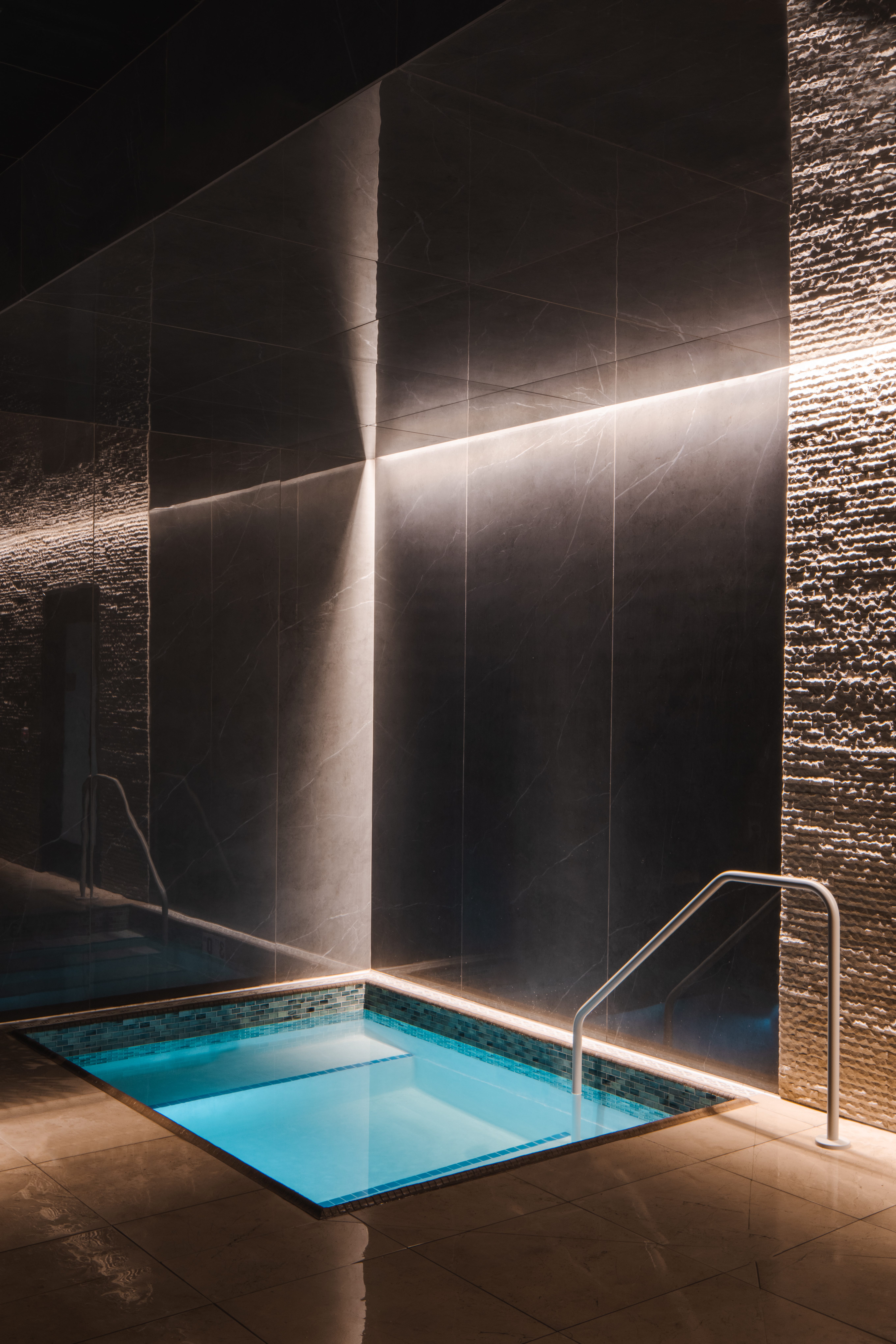 Indoor cold plunge pool at a Life Time club location