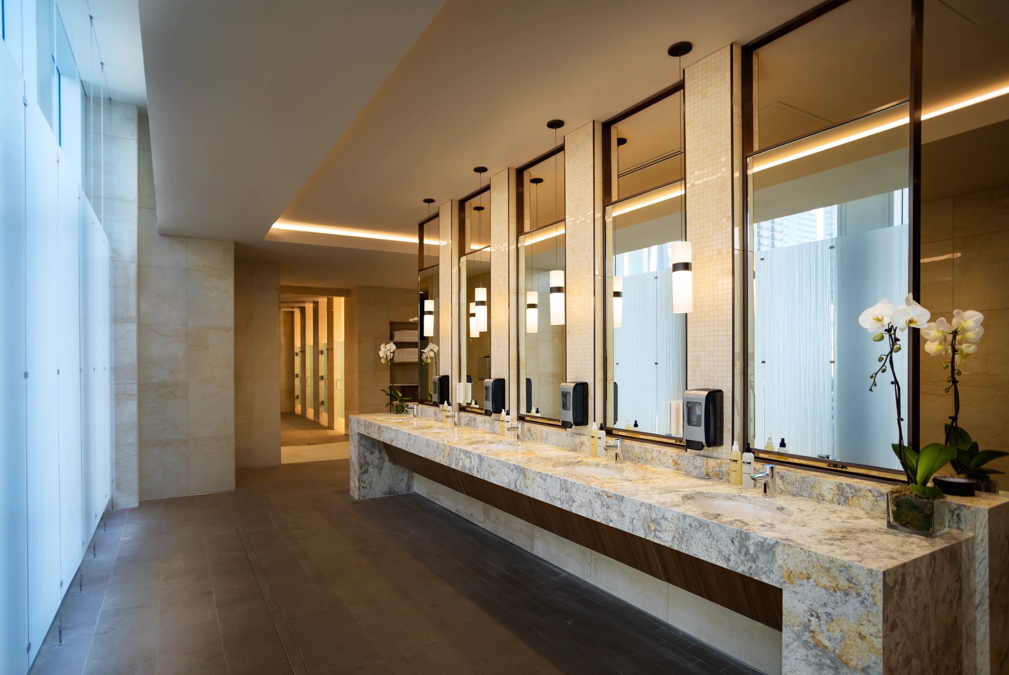 Marble sink and vanity area