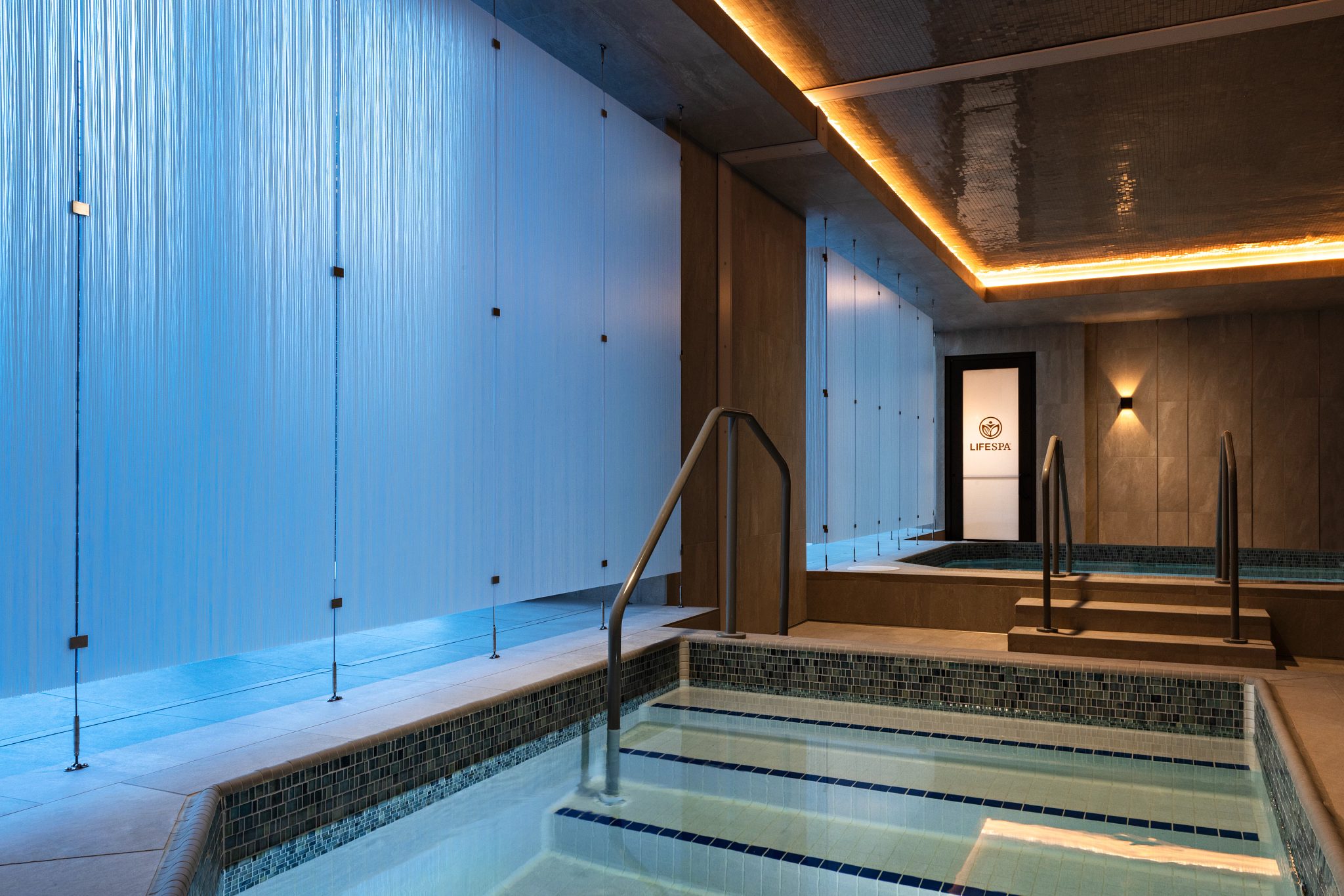 A serene indoor whirlpool space.