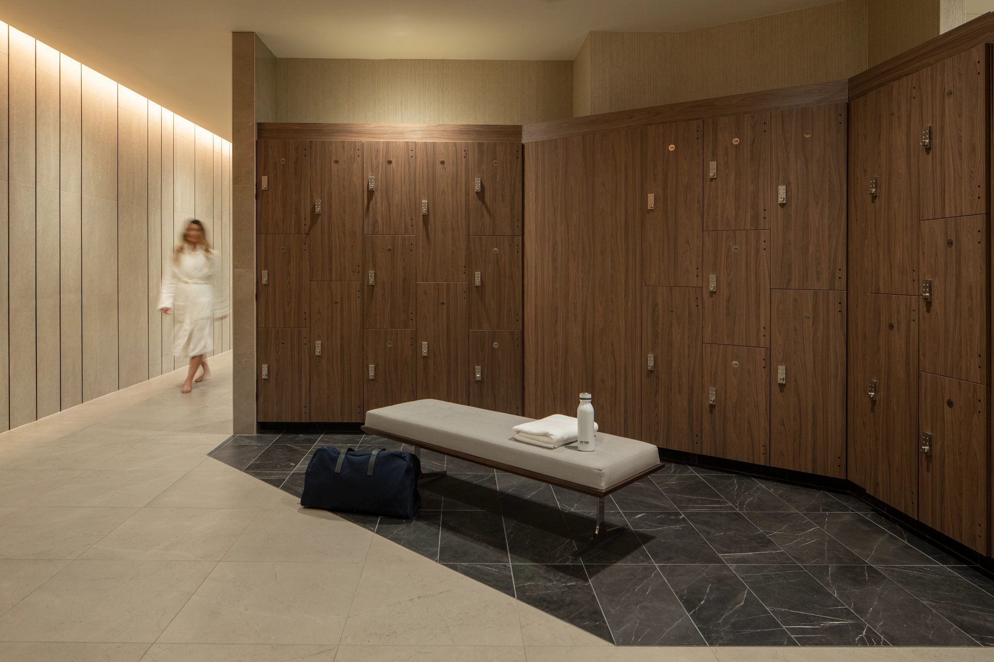 Luxury locker room area at Life Time