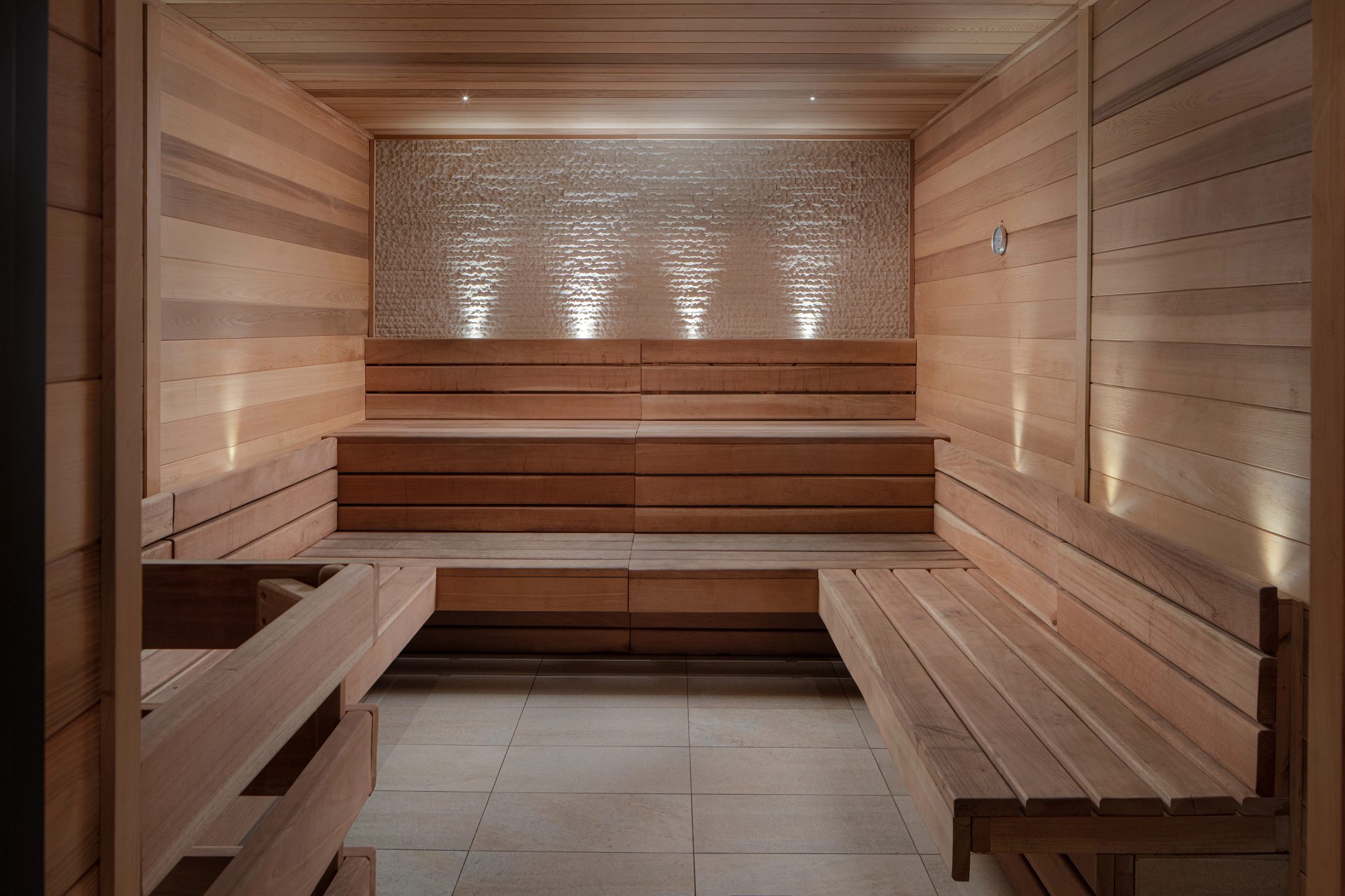 Indoor dry sauna at the Life Time Scottsdale Fashion Square club location
