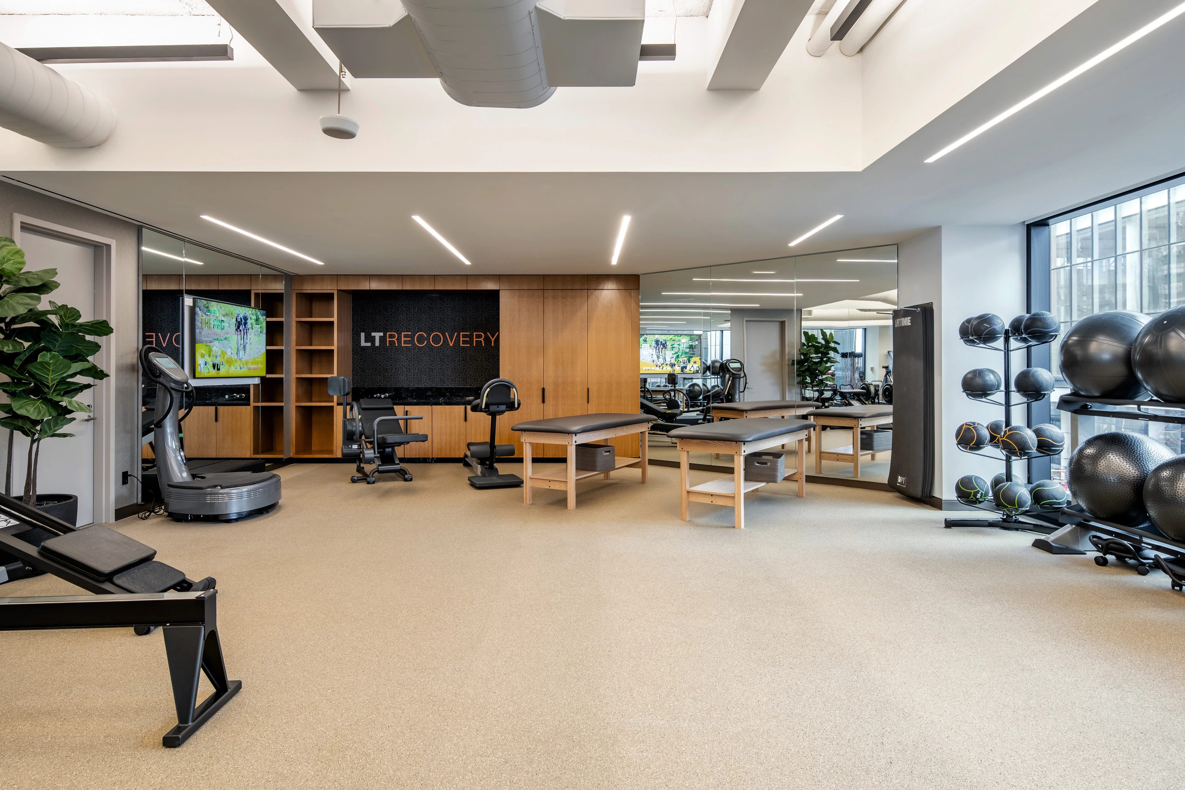 Recovery space with stretch tables at Life Time