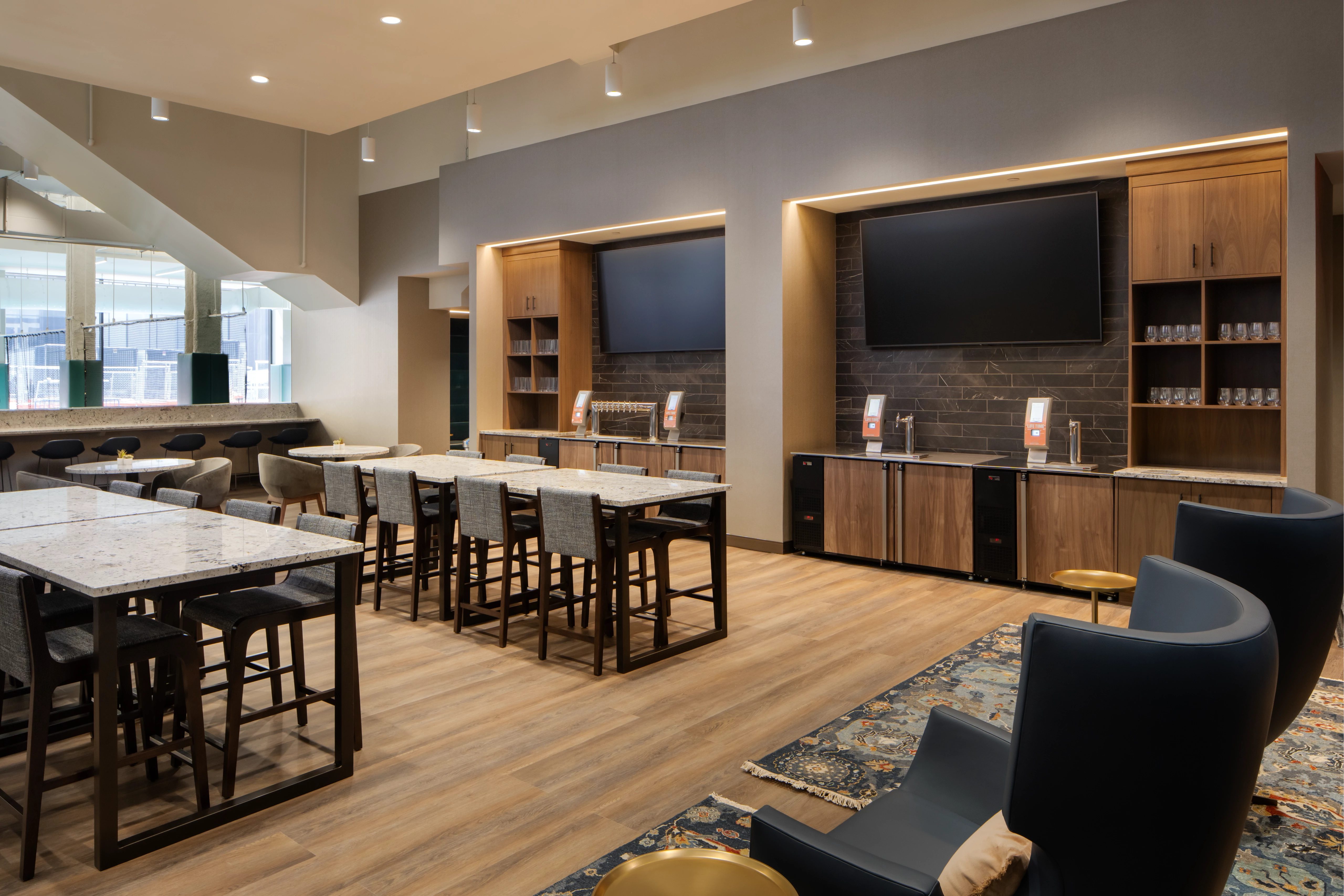 Open seating space at the Life Time Penn 1 club location