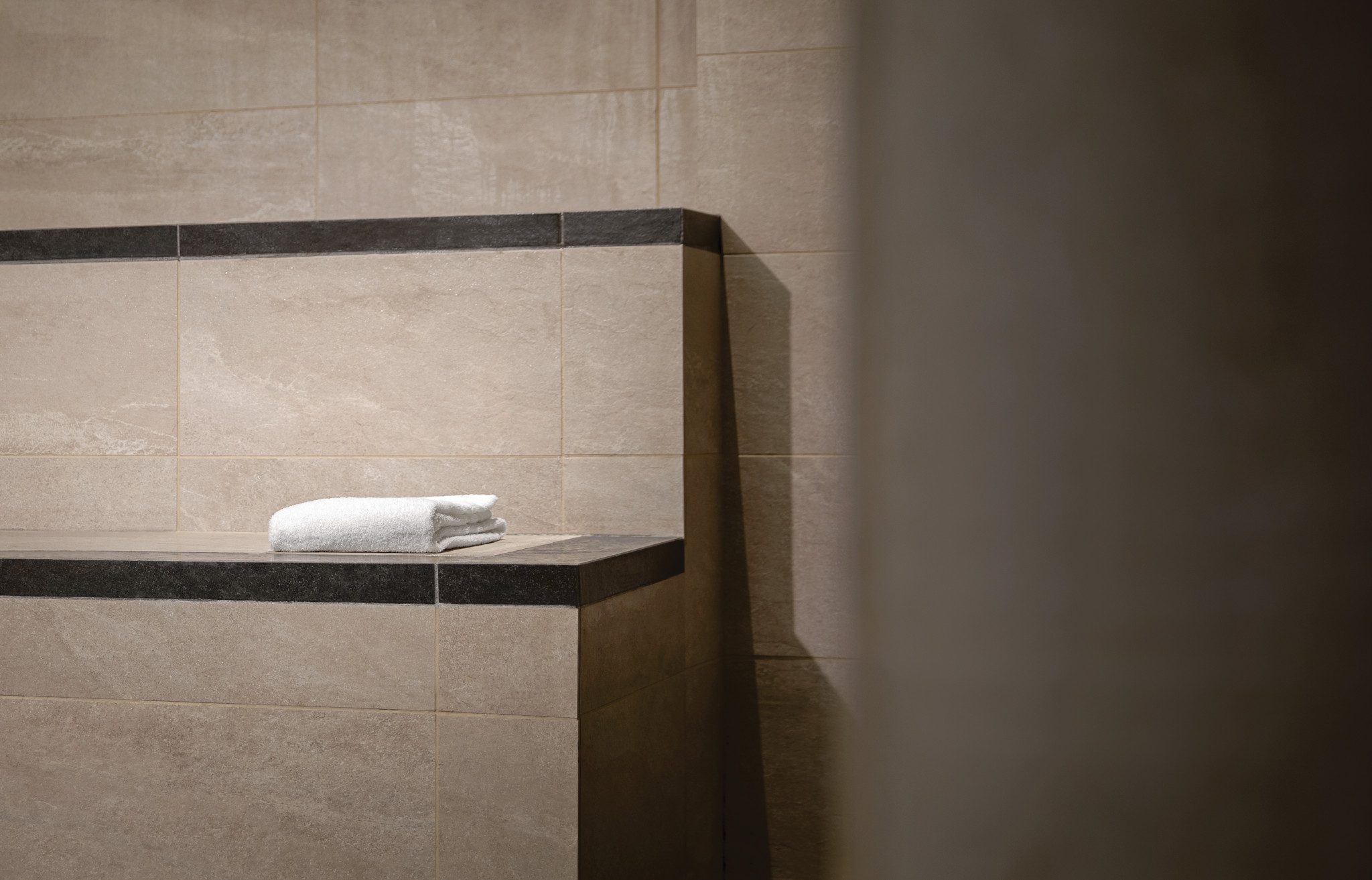 Tiled steam room at Life Time