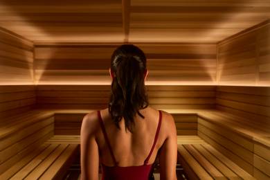 inside sauna at Life Time