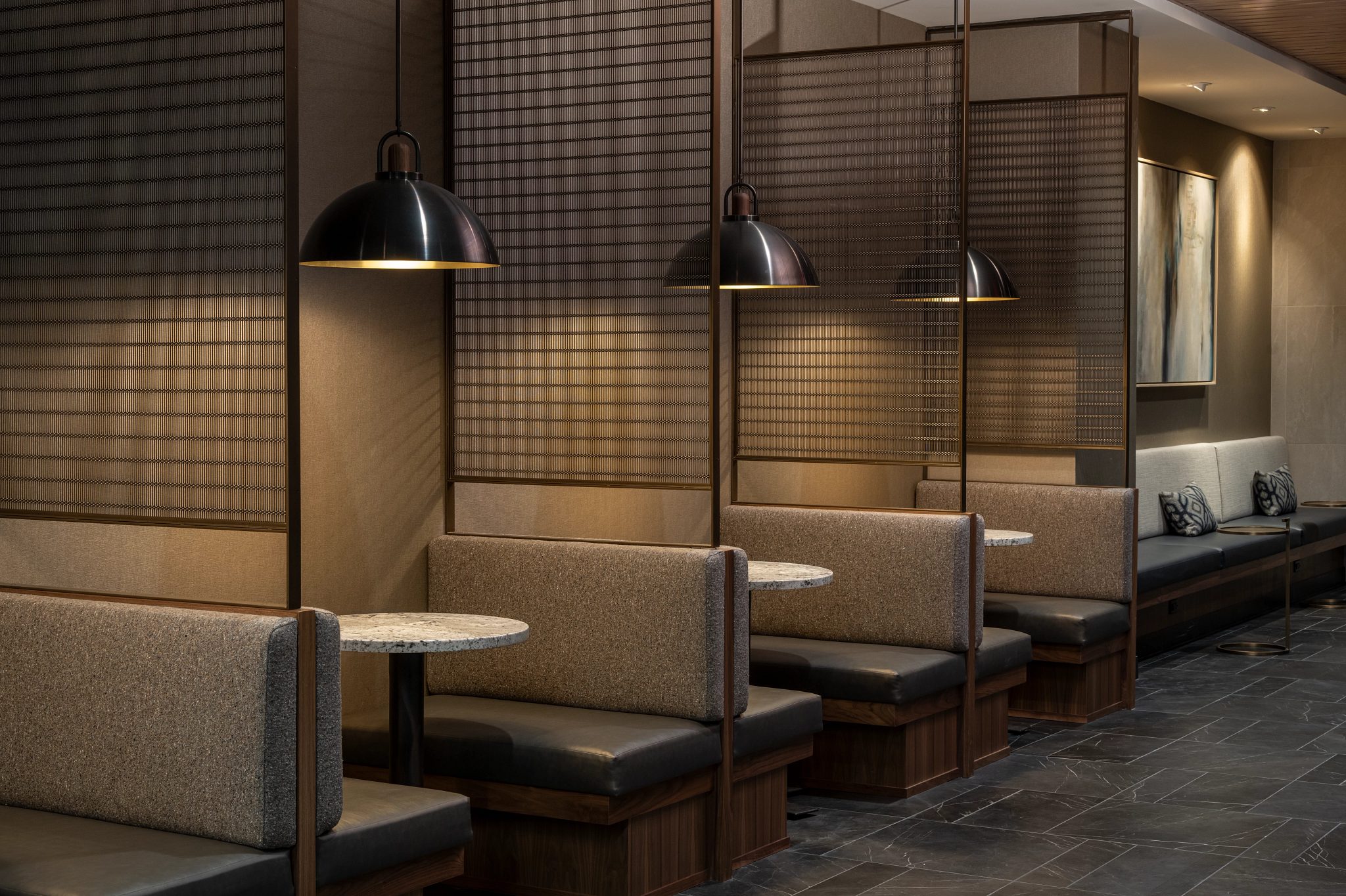 booths in a warm dining environment