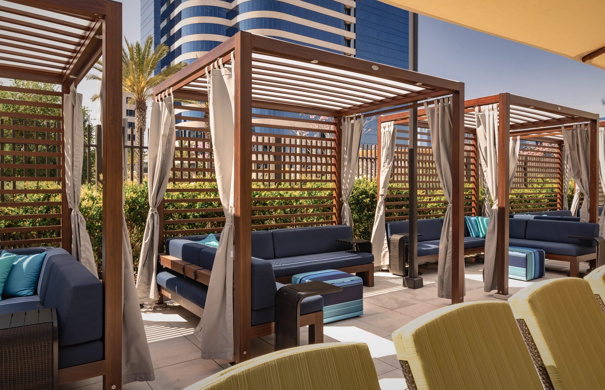 Outdoor pool cabana at Life Time