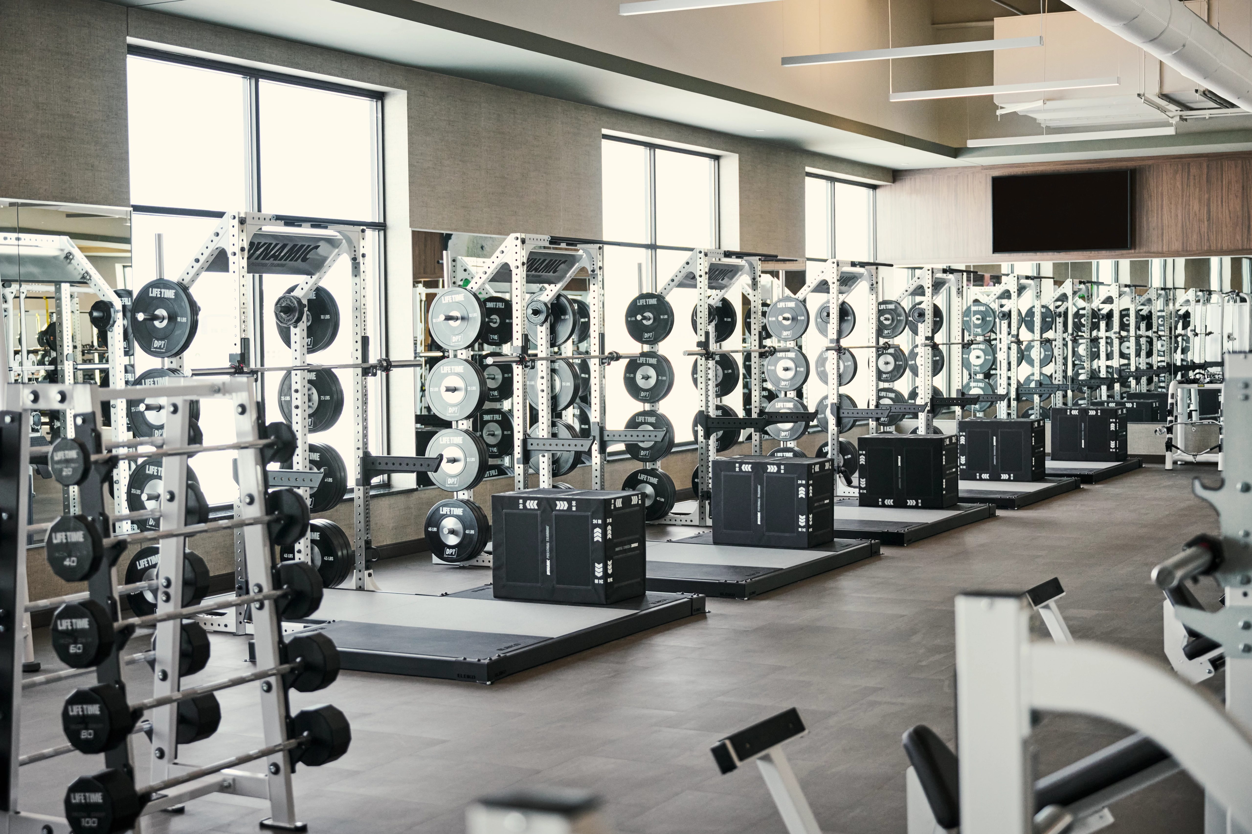 weight rack at Life Time