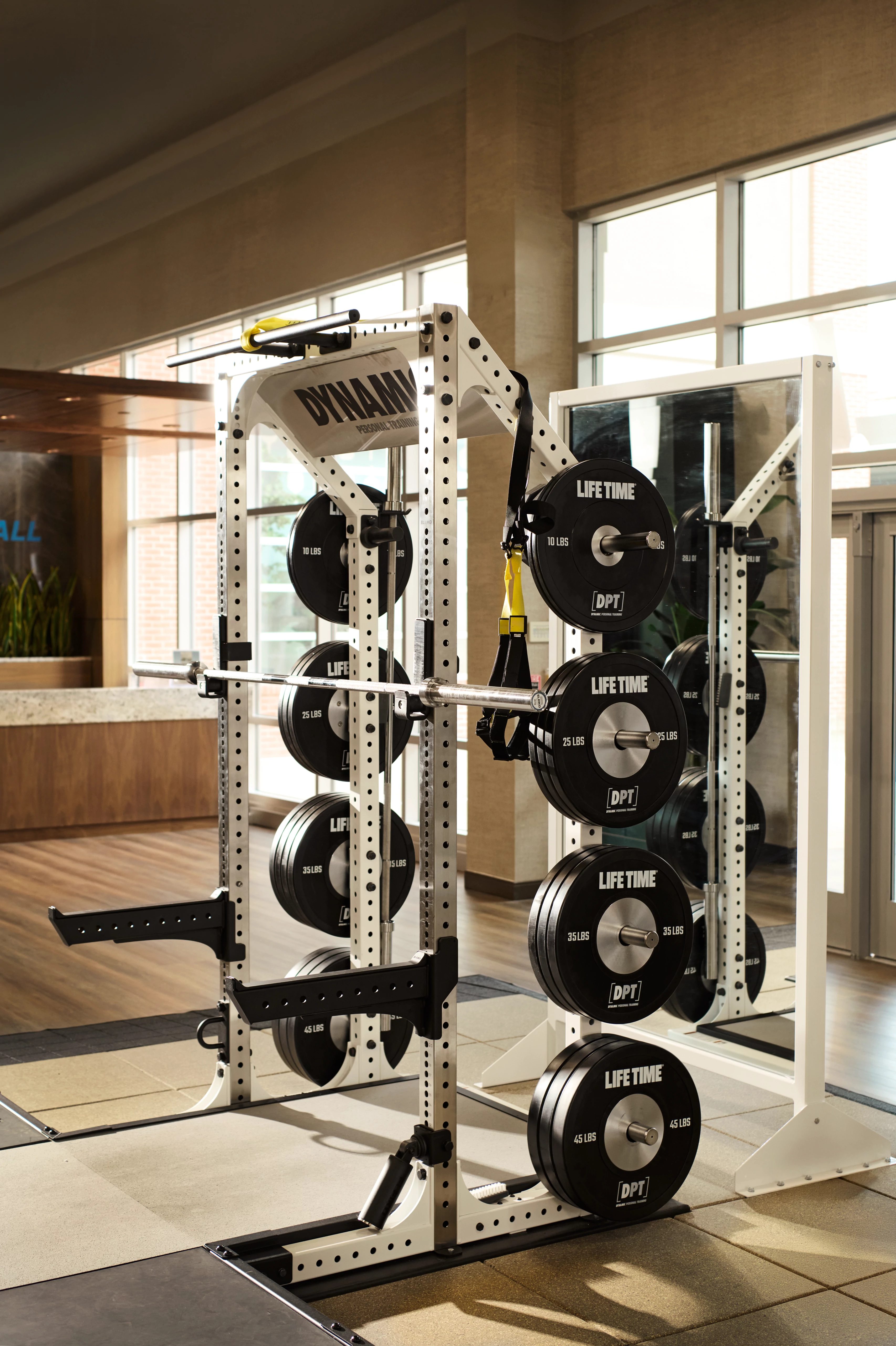 weight rack at Life Time