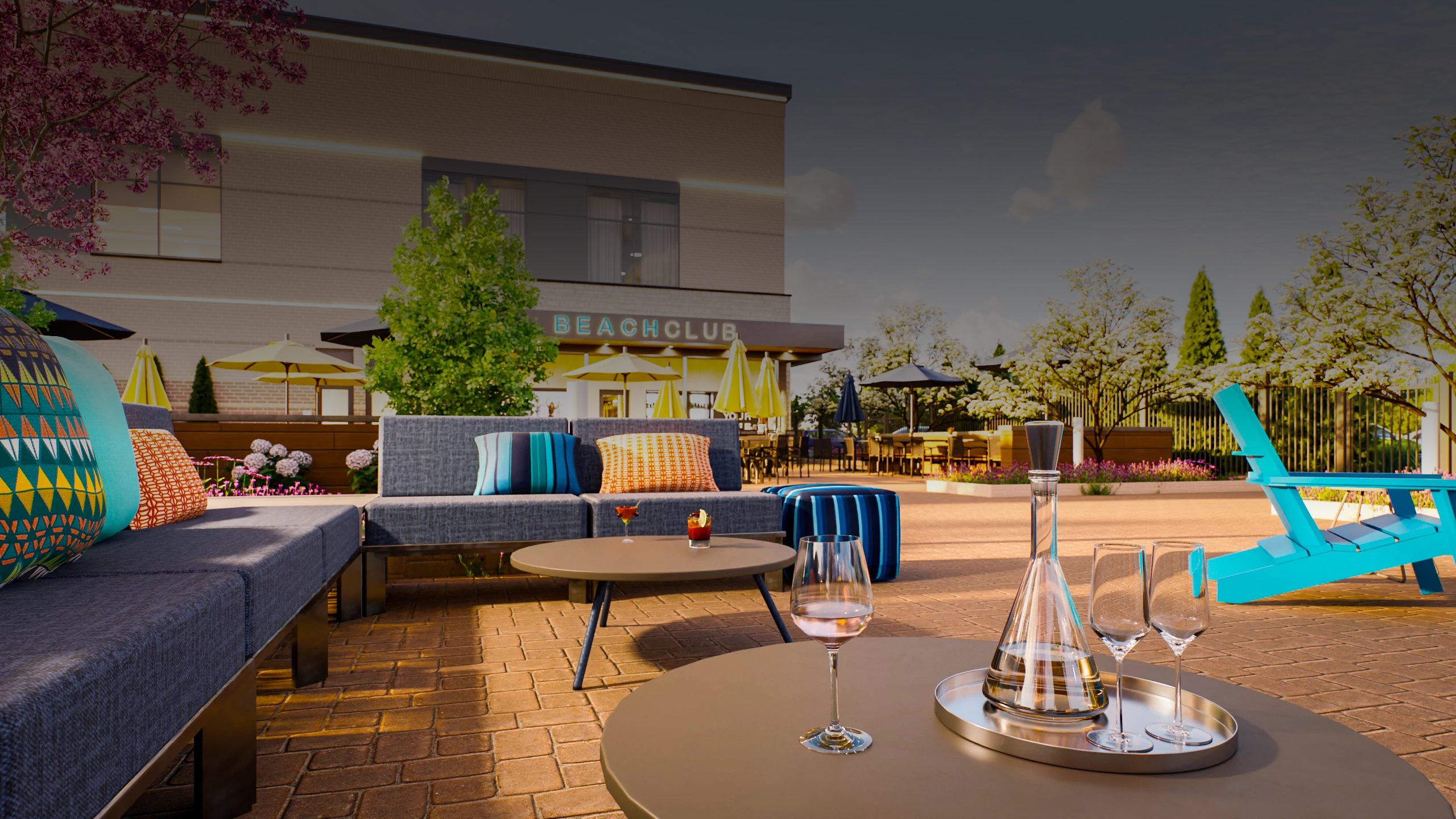 beach club lounge area