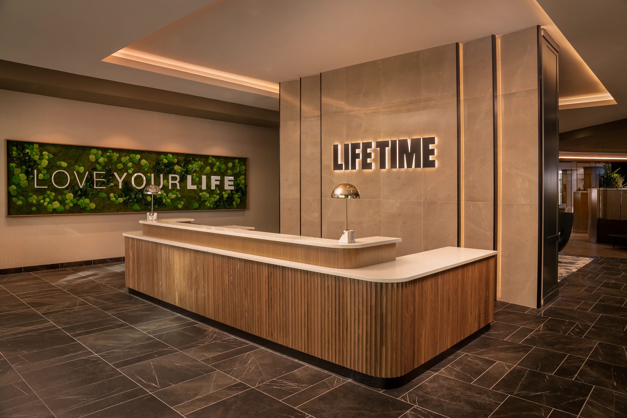 Reception desk at Life Time Prudential club location