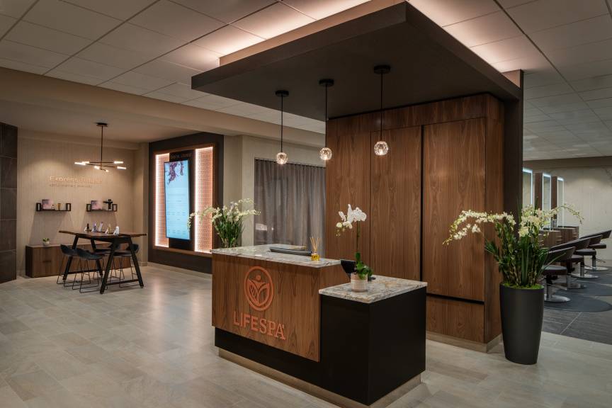 LifeSpa reception desk at Life Time