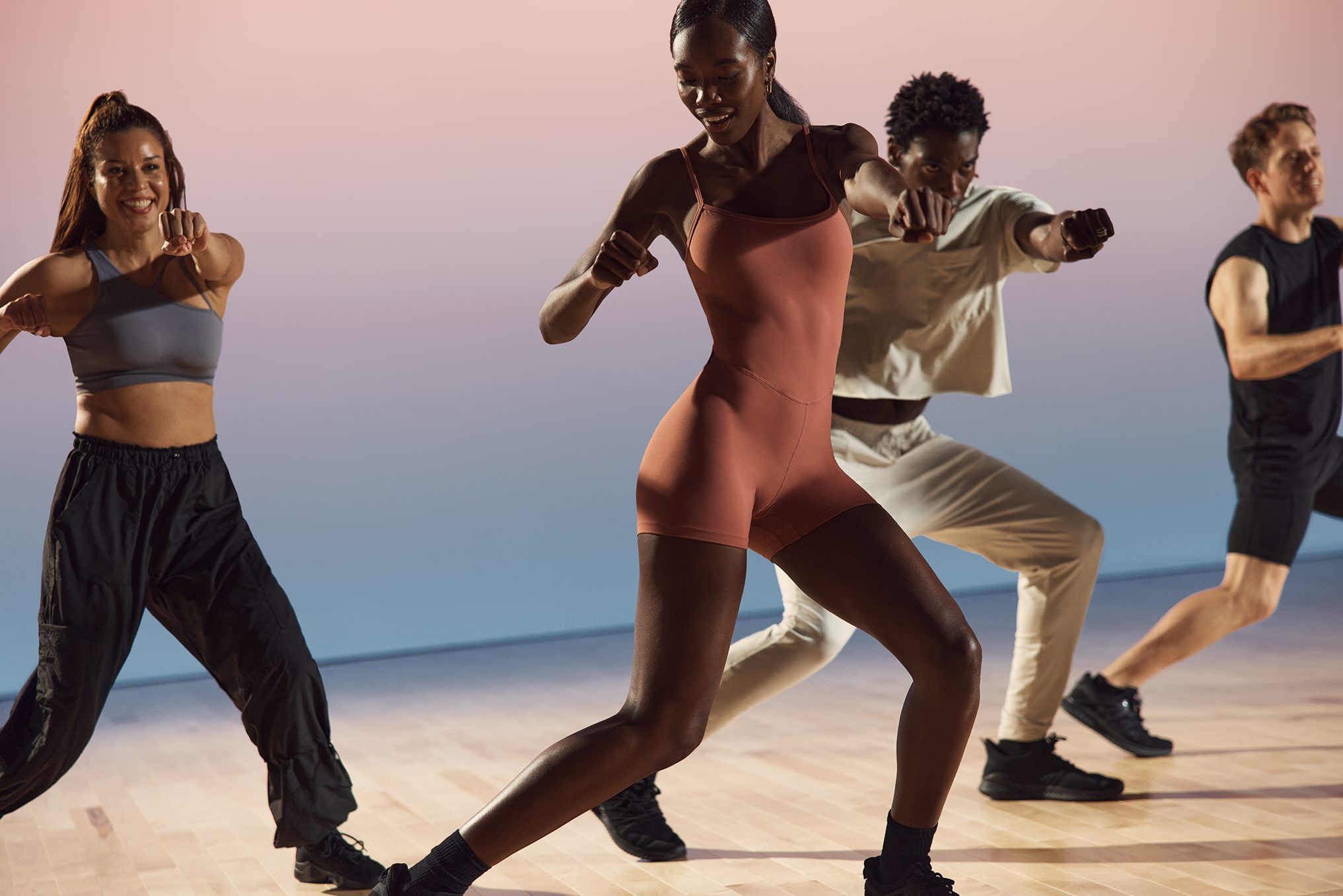 a group of people dancing in a class