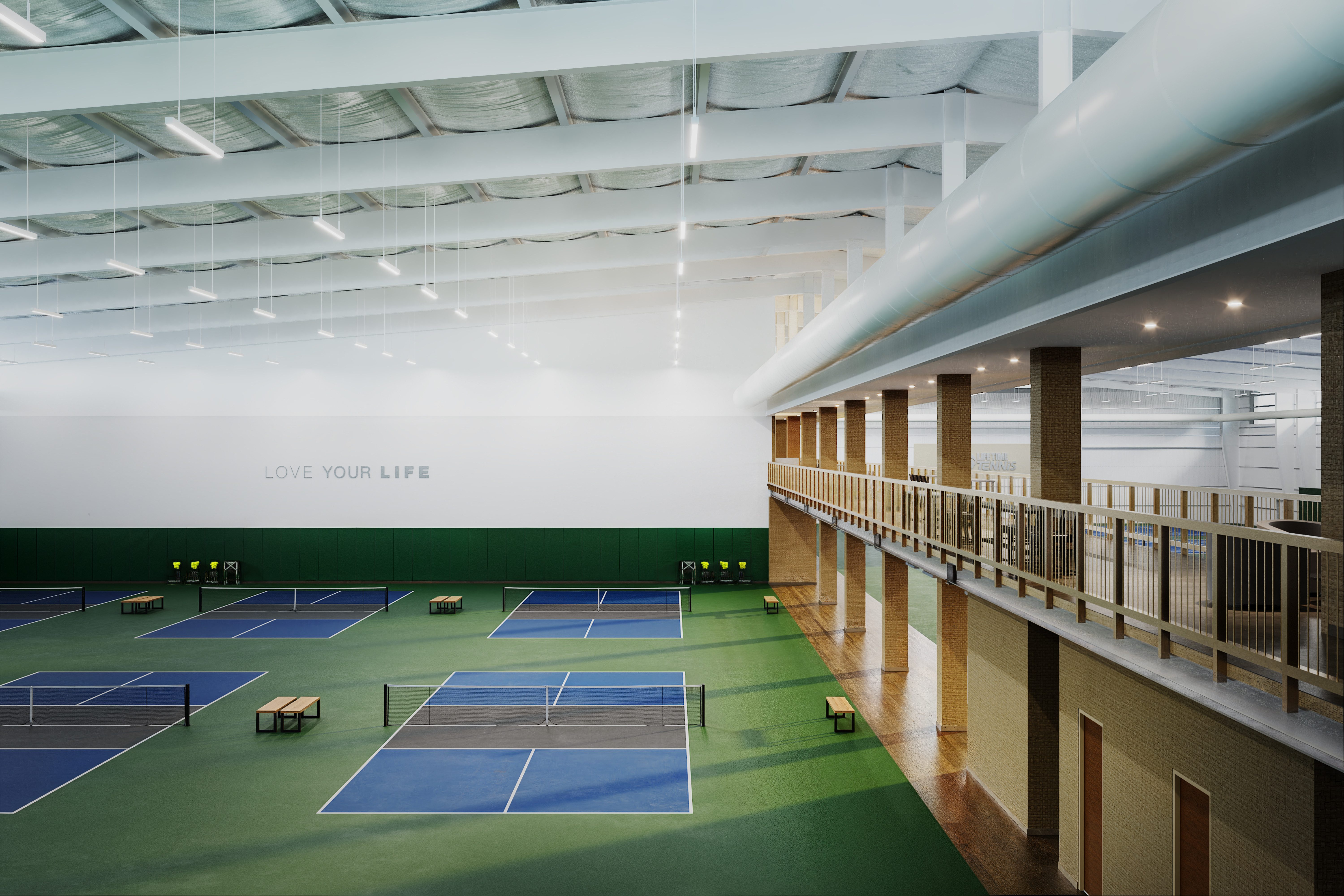 indoor pickleball courts at Life Time