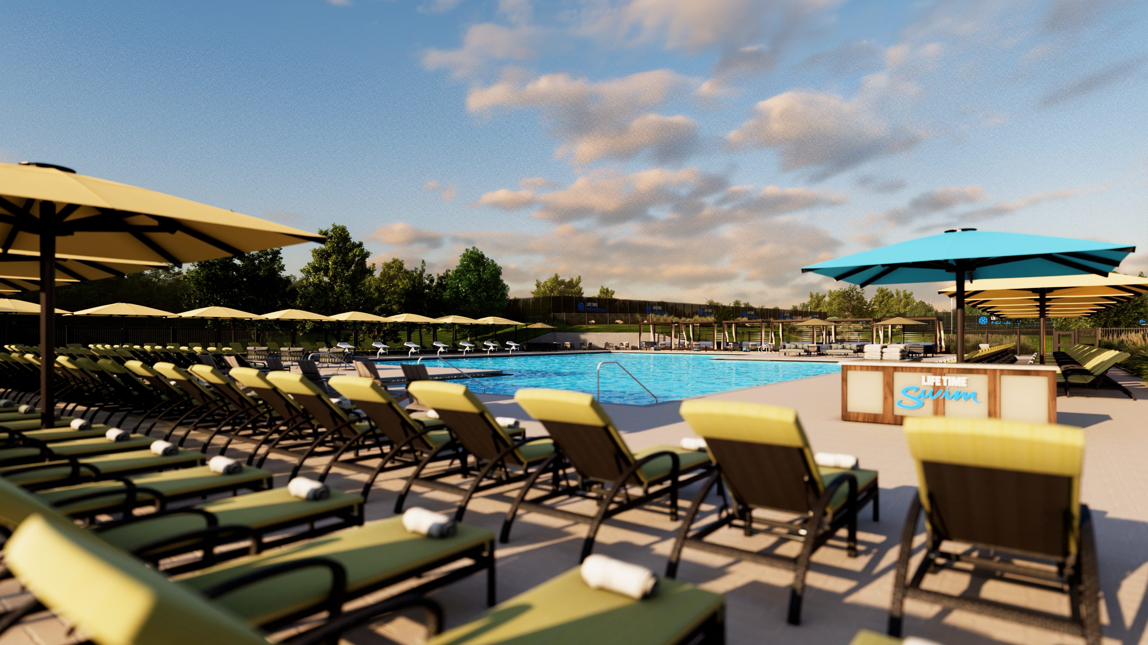 outdoor pool with lounge chairs