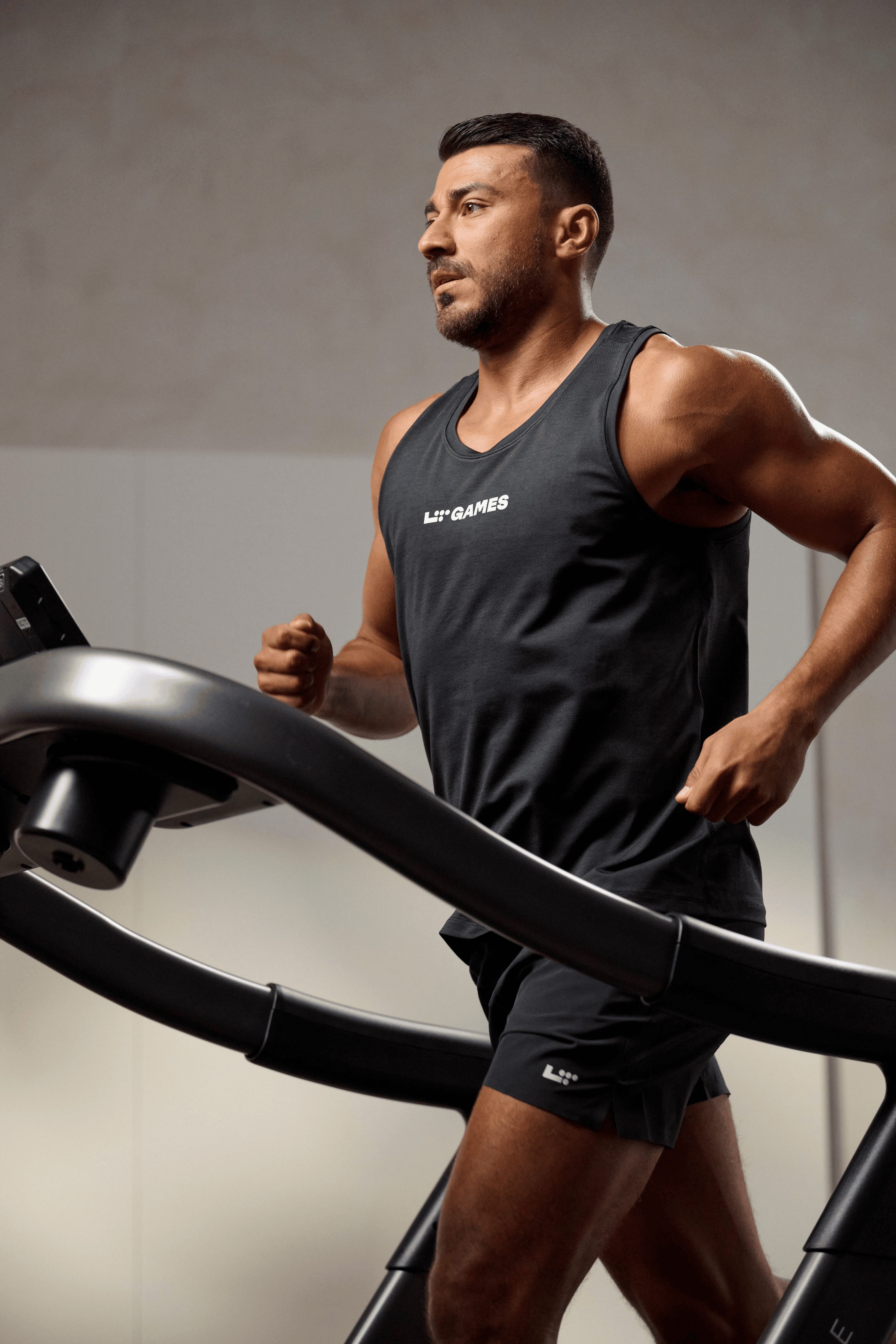 a man running on a treadmill