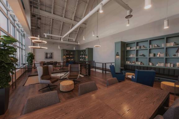 seating area with couches and tables