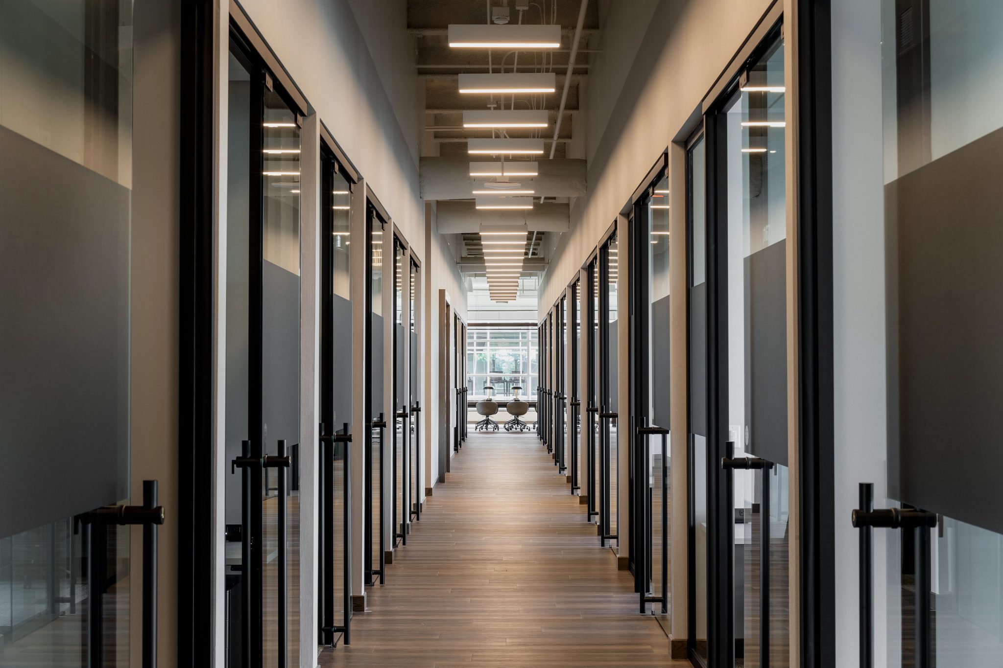 hallway of private offices at Life Time Work