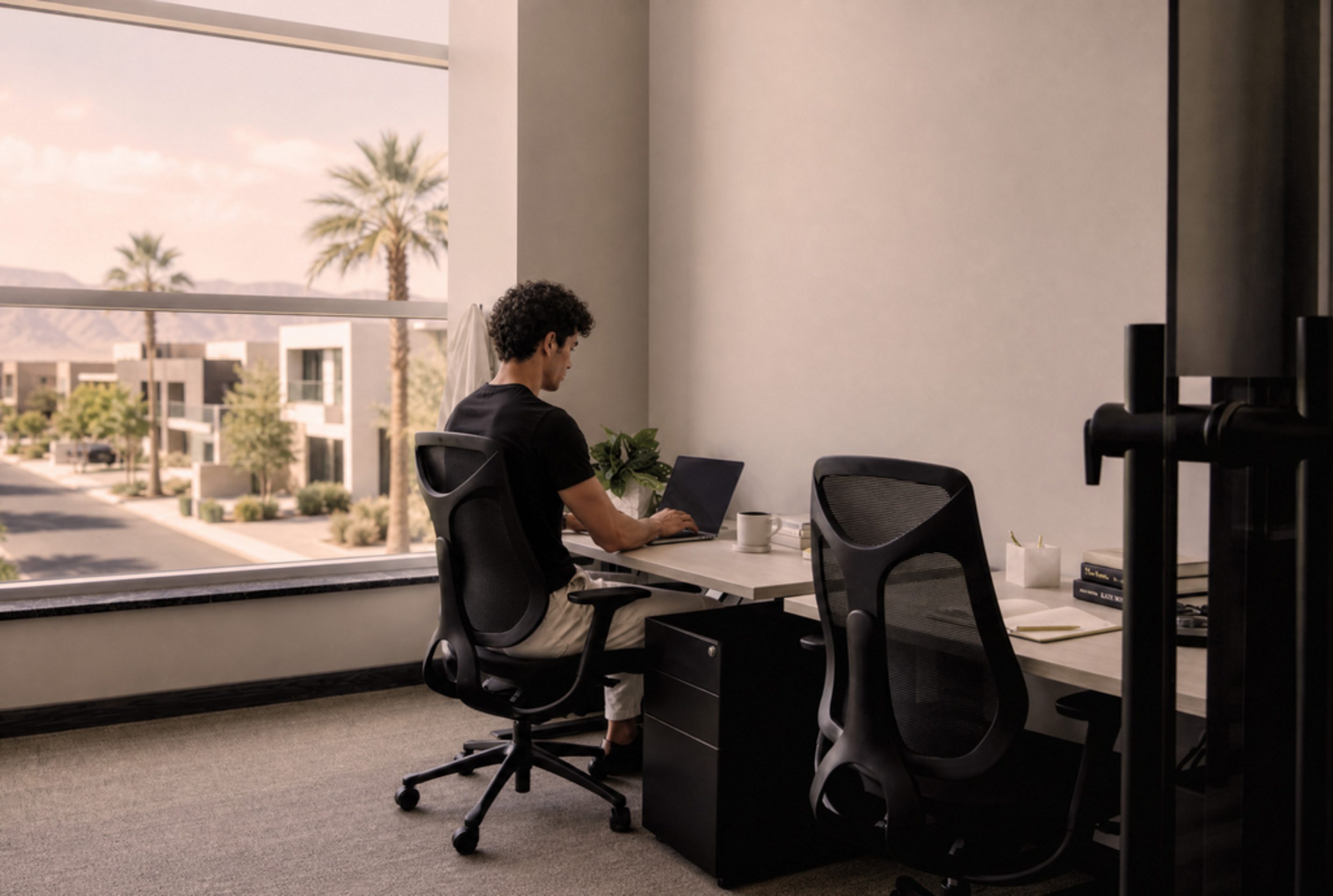 a man working at a desk