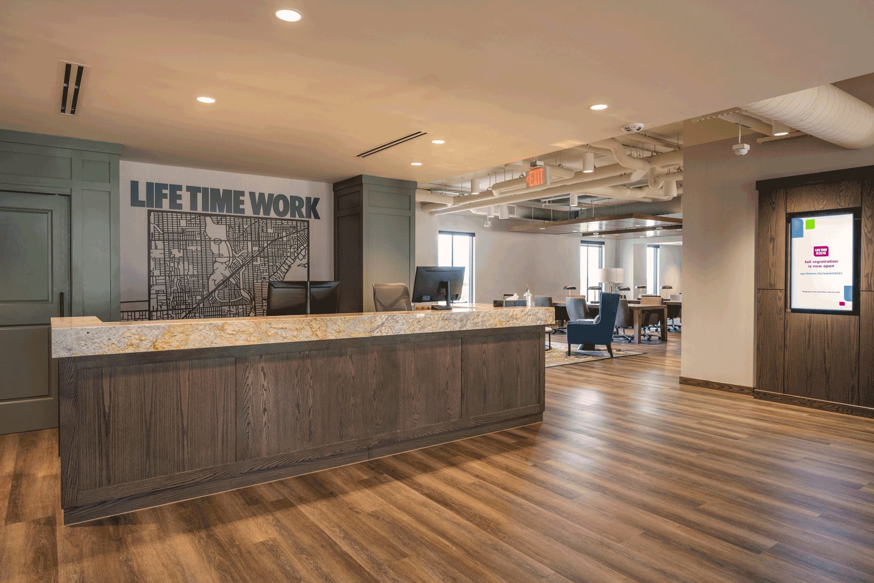 reception desk at Life Time Work