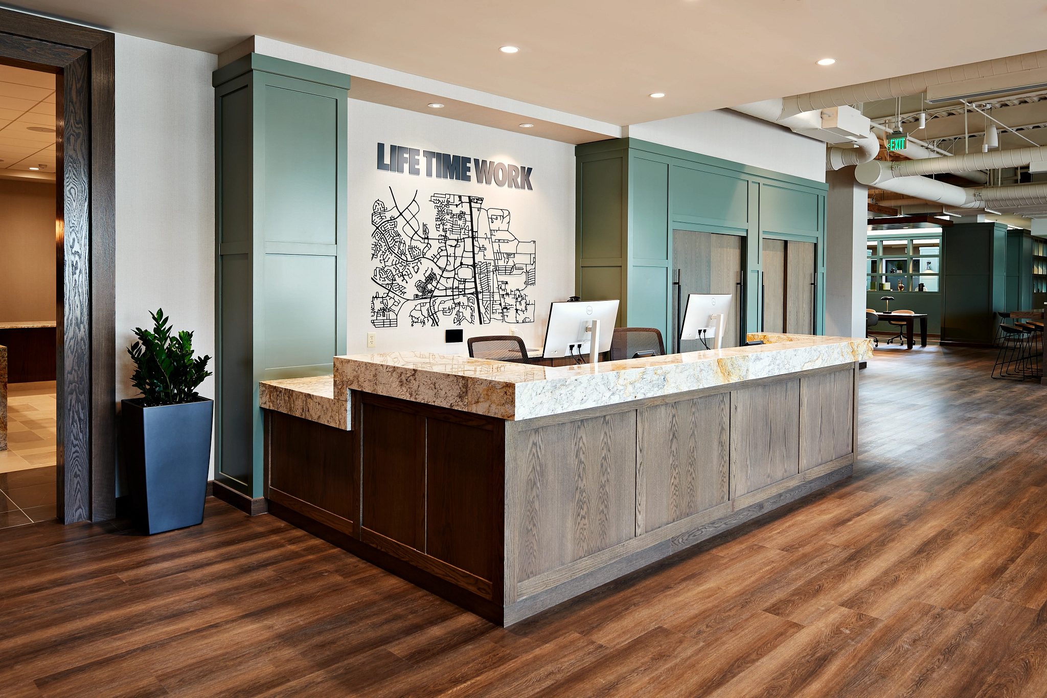 Reception desk at Life Time Work
